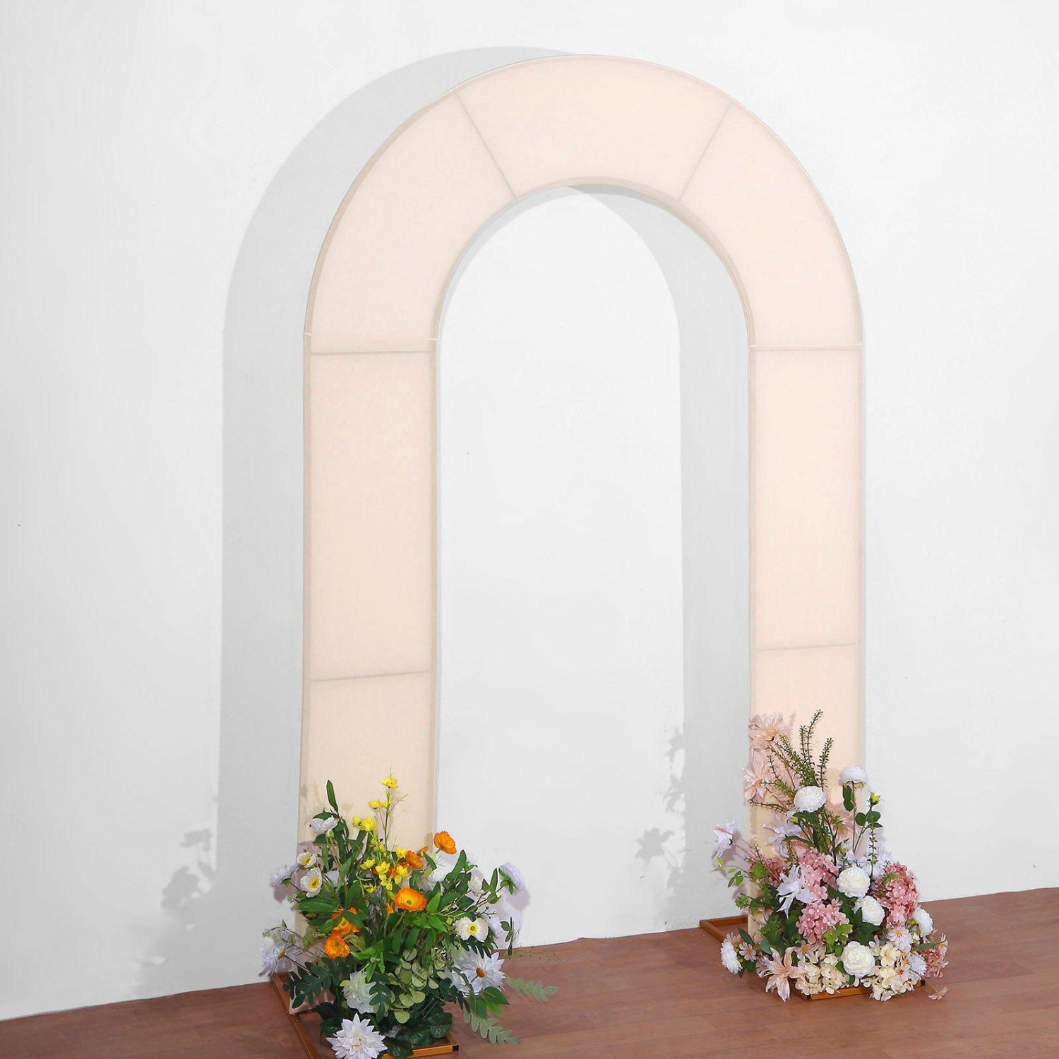 Arch Covers | Blush Spandex Fitted Open Arch Backdrop Cover, Double-Sided U-Shaped Wedding Arch Slipcover 8ft Arch Covers Arch Covers