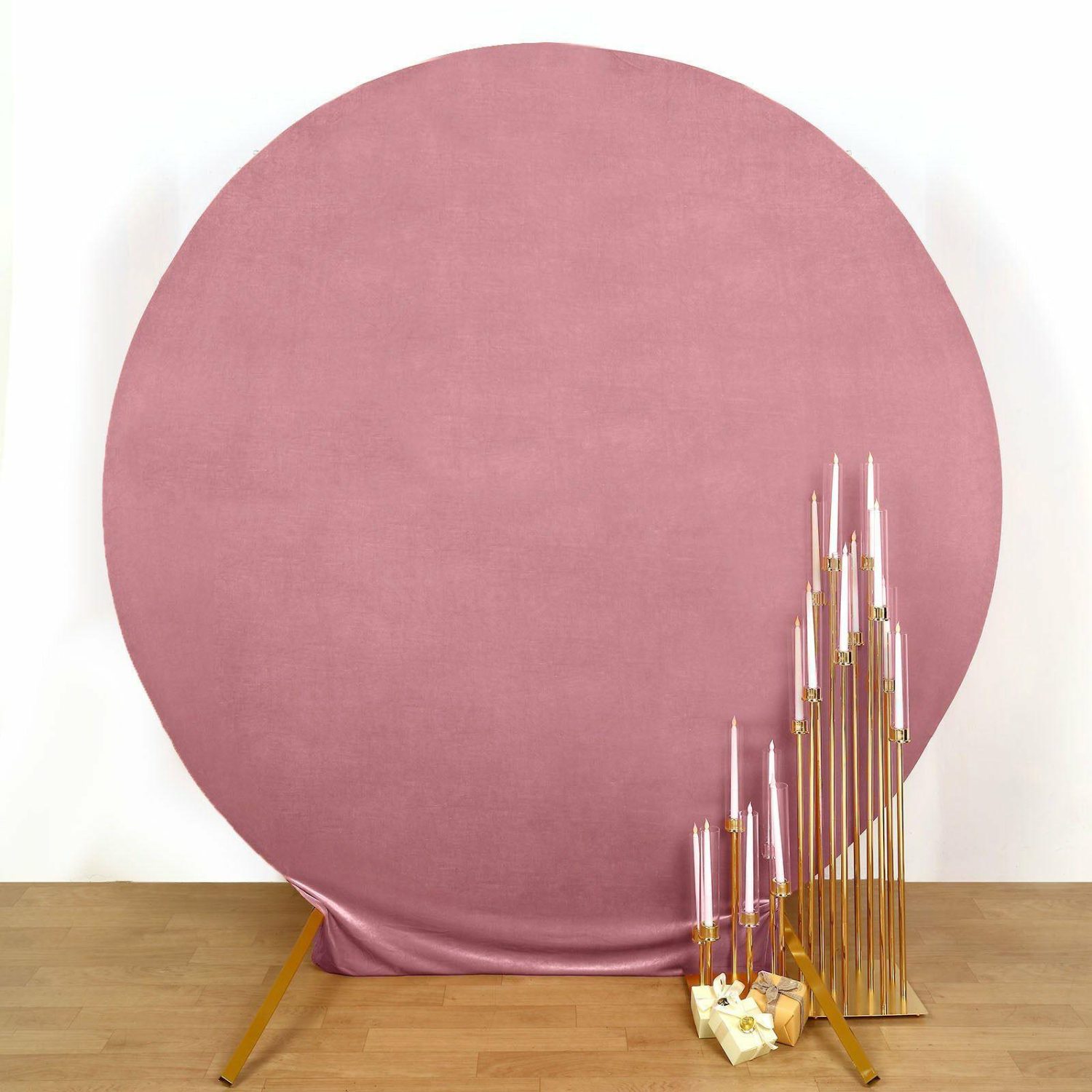 Arch Covers | Dusty Rose Soft Velvet Fitted Round Wedding Arch Backdrop Cover 7.5ft Arch Covers Arch Covers