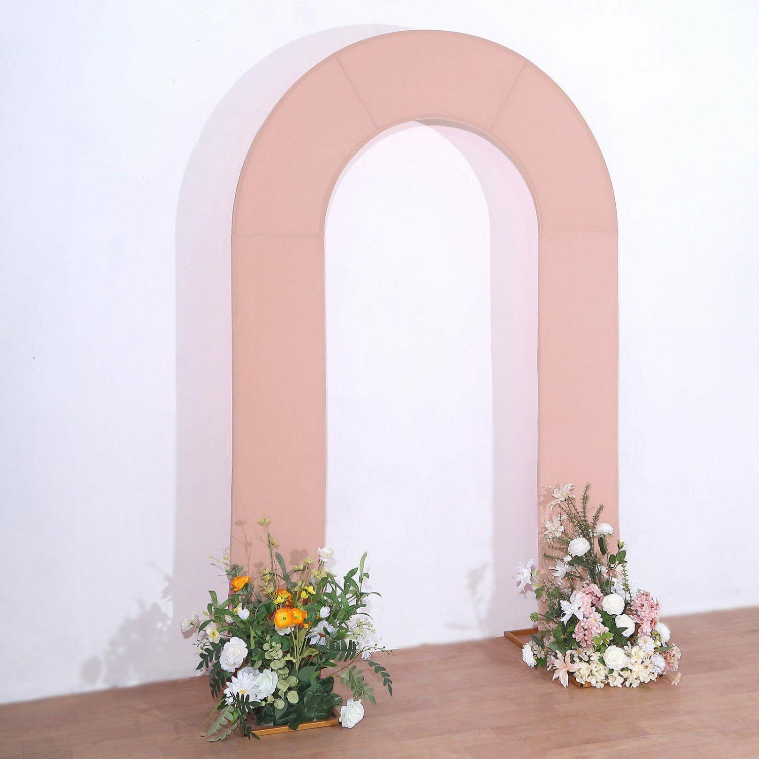 Arch Covers | Dusty Rose Spandex Fitted Open Arch Backdrop Cover, Double-Sided U-Shaped Wedding Arch Slipcover 8ft Arch Covers Arch Covers