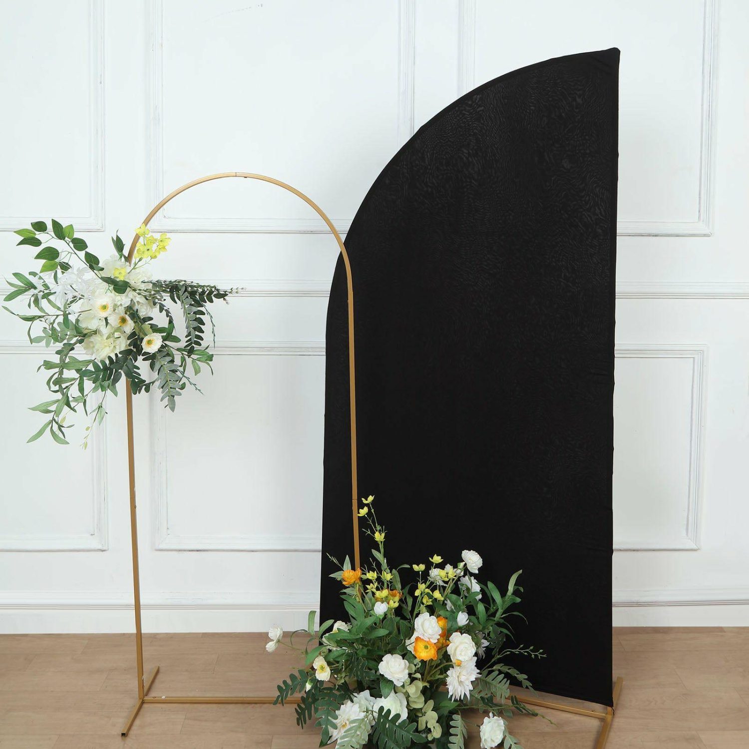 Arch Covers | Matte Black Fitted Spandex Half Moon Wedding Arch Cover, Custom Fit Chiara Backdrop Stand Cover 6ft Arch Covers Arch Covers