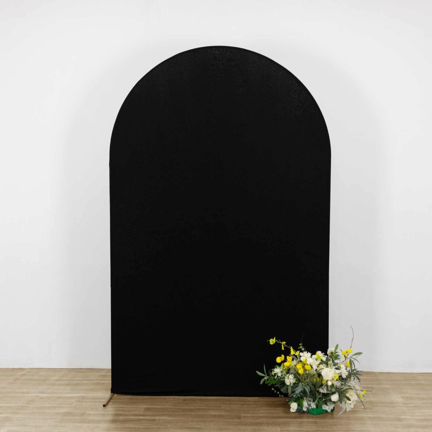 Arch Covers | Matte Black Spandex Fitted Chiara Backdrop Stand Cover For Round Top Wedding Arch – 8ft Arch Covers Arch Covers