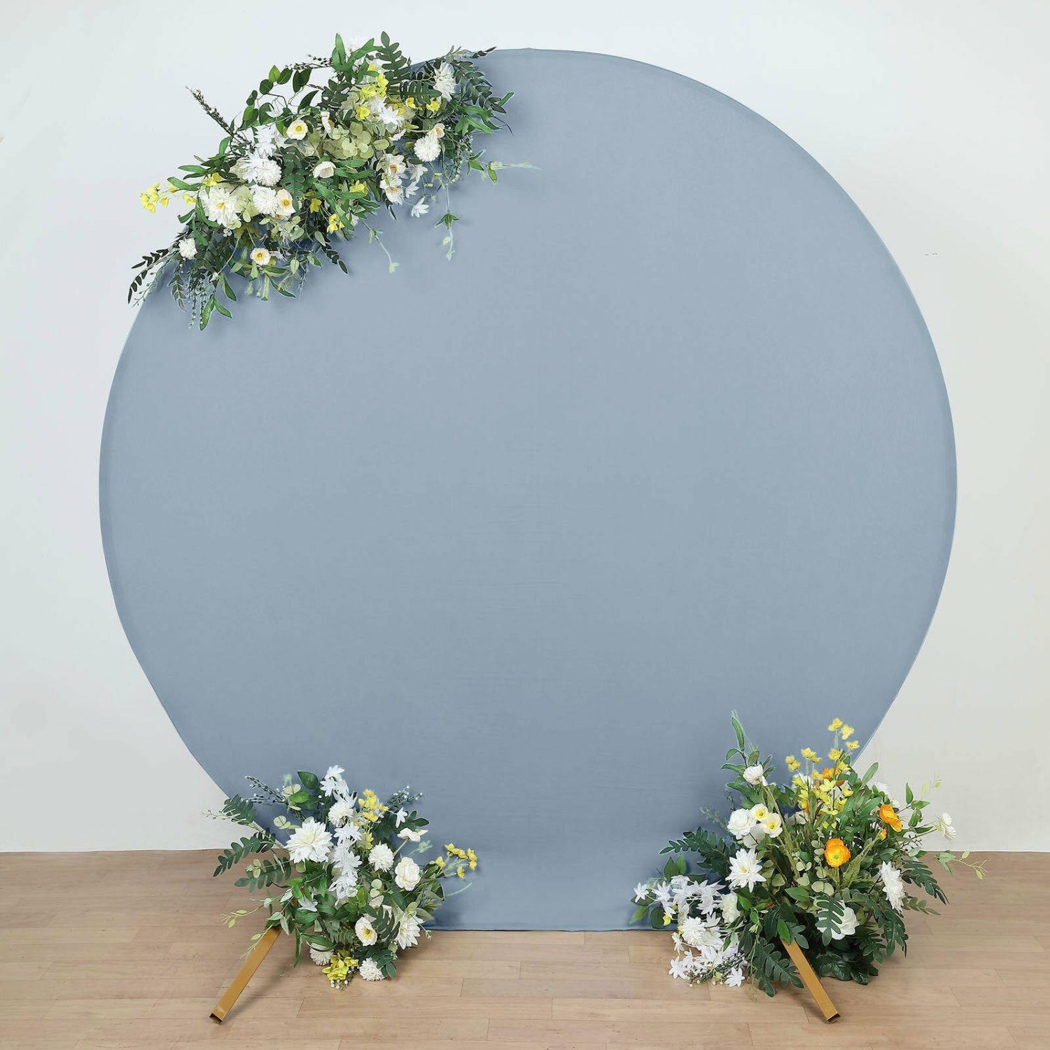 Arch Covers | Matte Dusty Blue Round Spandex Fit Wedding Backdrop Stand Cover 7.5ft Arch Covers Arch Covers