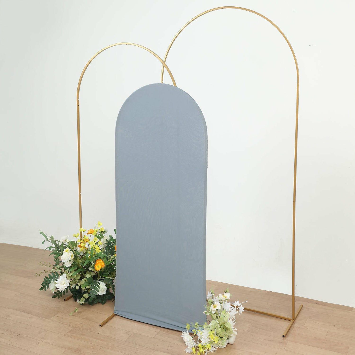 Arch Covers | Matte Dusty Blue Spandex Fitted Wedding Arch Cover For Round Top Chiara Backdrop Stand 5ft Arch Covers Arch Covers