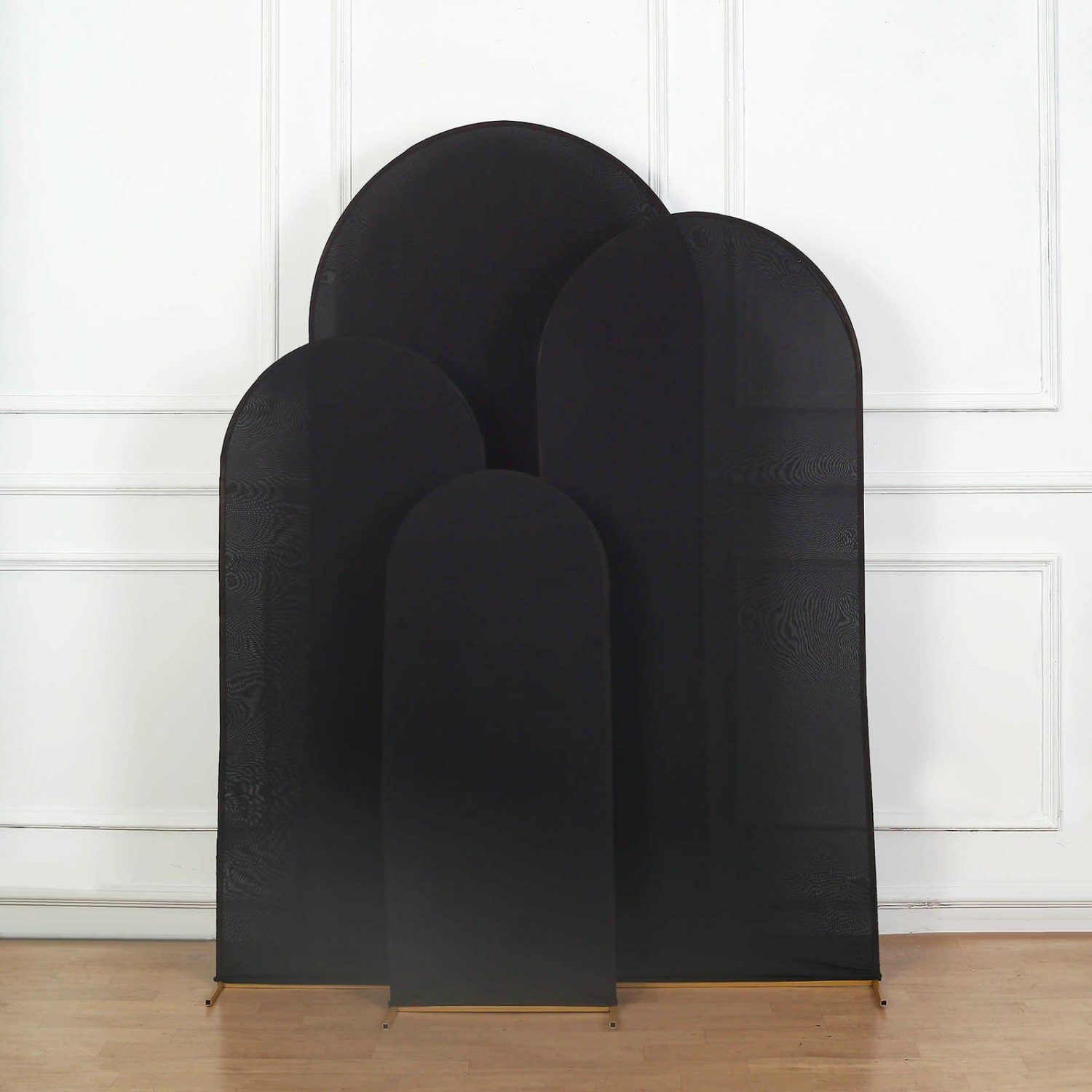 Arch Covers | Set of 4 Matte Black Spandex Fitted Wedding Arch Covers For Round Top Chiara Backdrop Stands 4ft,5ft,6ft,7ft Arch Covers Arch Covers