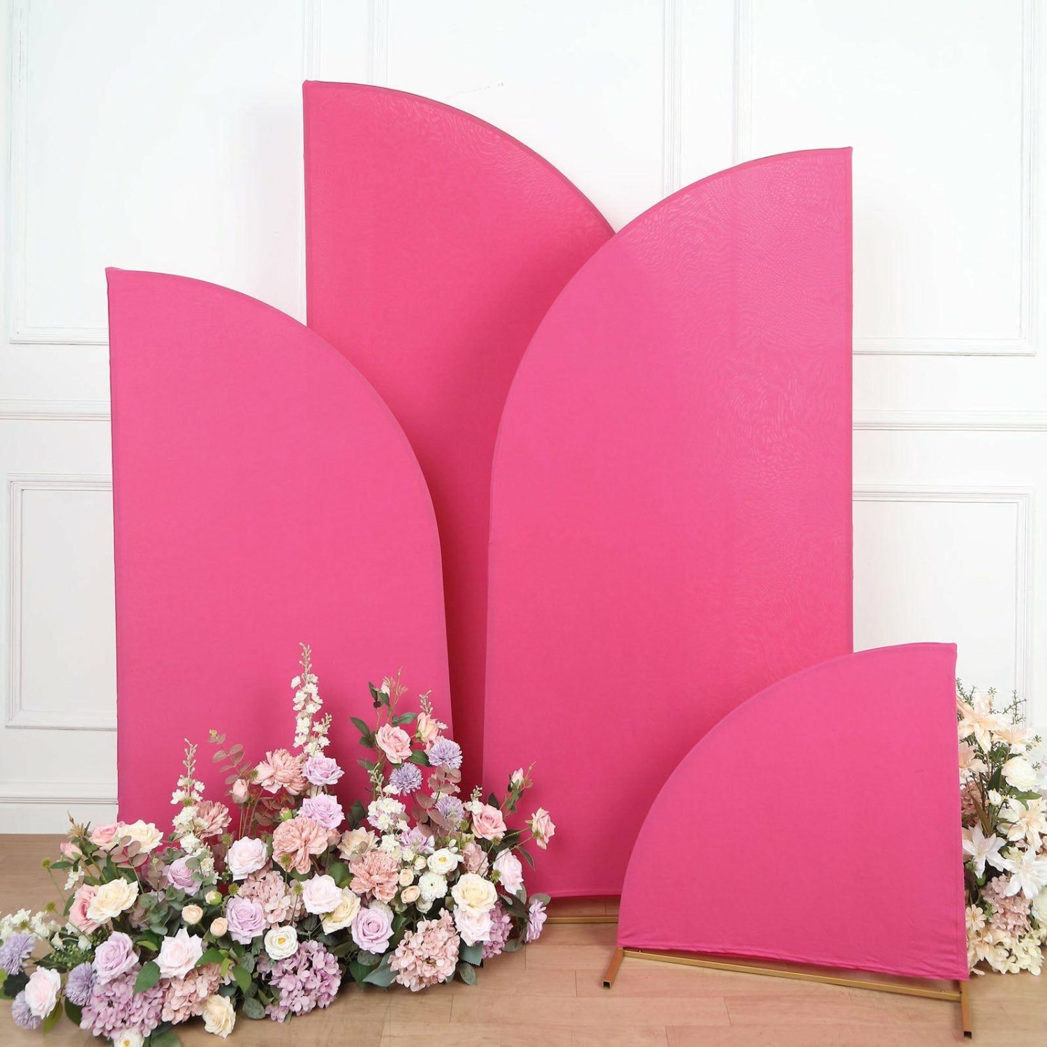 Arch Covers | Set of 4 Matte Fuchsia Fitted Spandex Half Moon Wedding Arch Covers, Custom Fit Chiara Backdrop Stand Covers 2.5ft,5ft,6ft,7ft Arch Covers Arch Covers