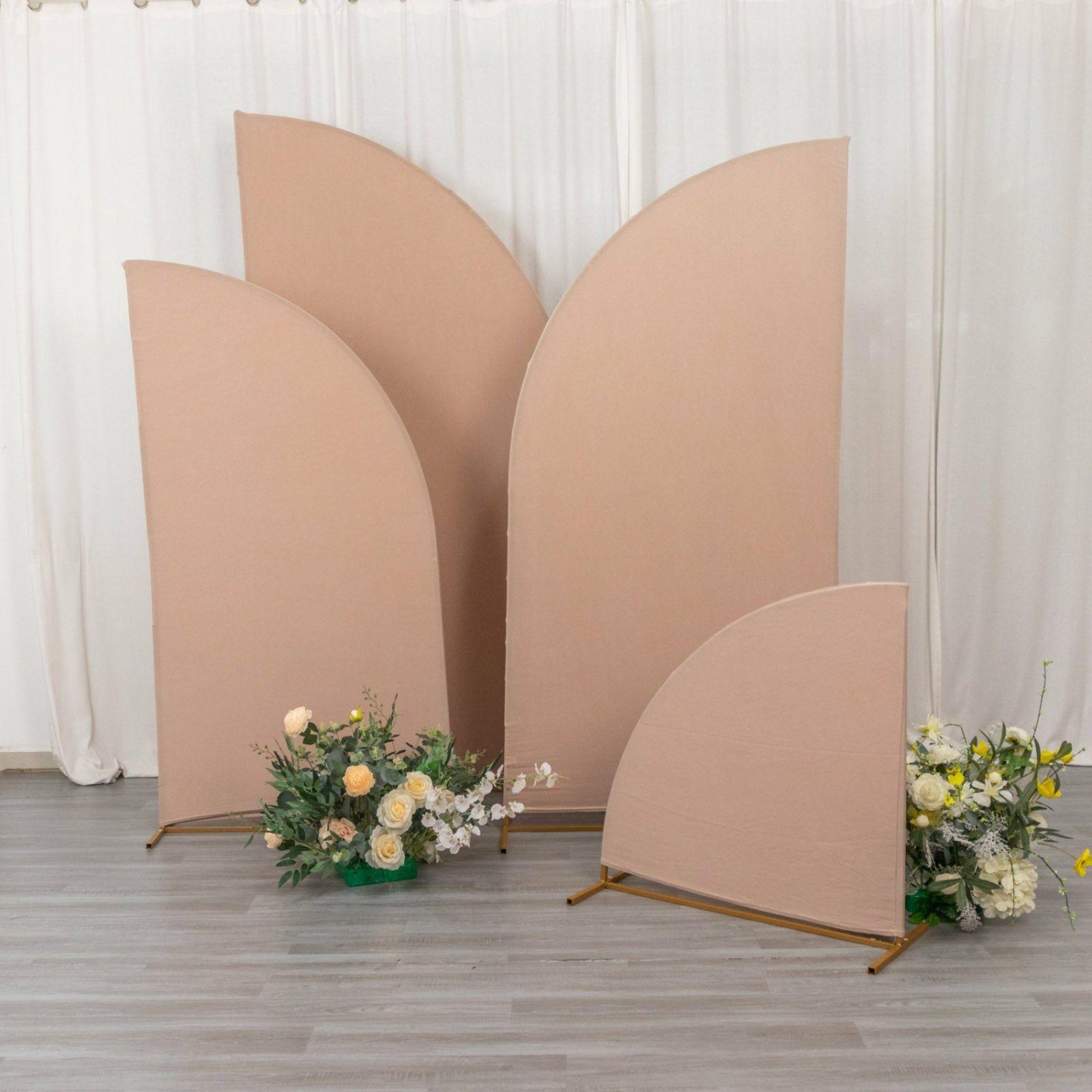 Arch Covers | Set of 4 Matte Nude Fitted Spandex Half Moon Wedding Arch Covers, Custom Fit Chiara Backdrop Stand Covers 2.5ft,5ft,6ft,7ft Arch Covers Arch Covers