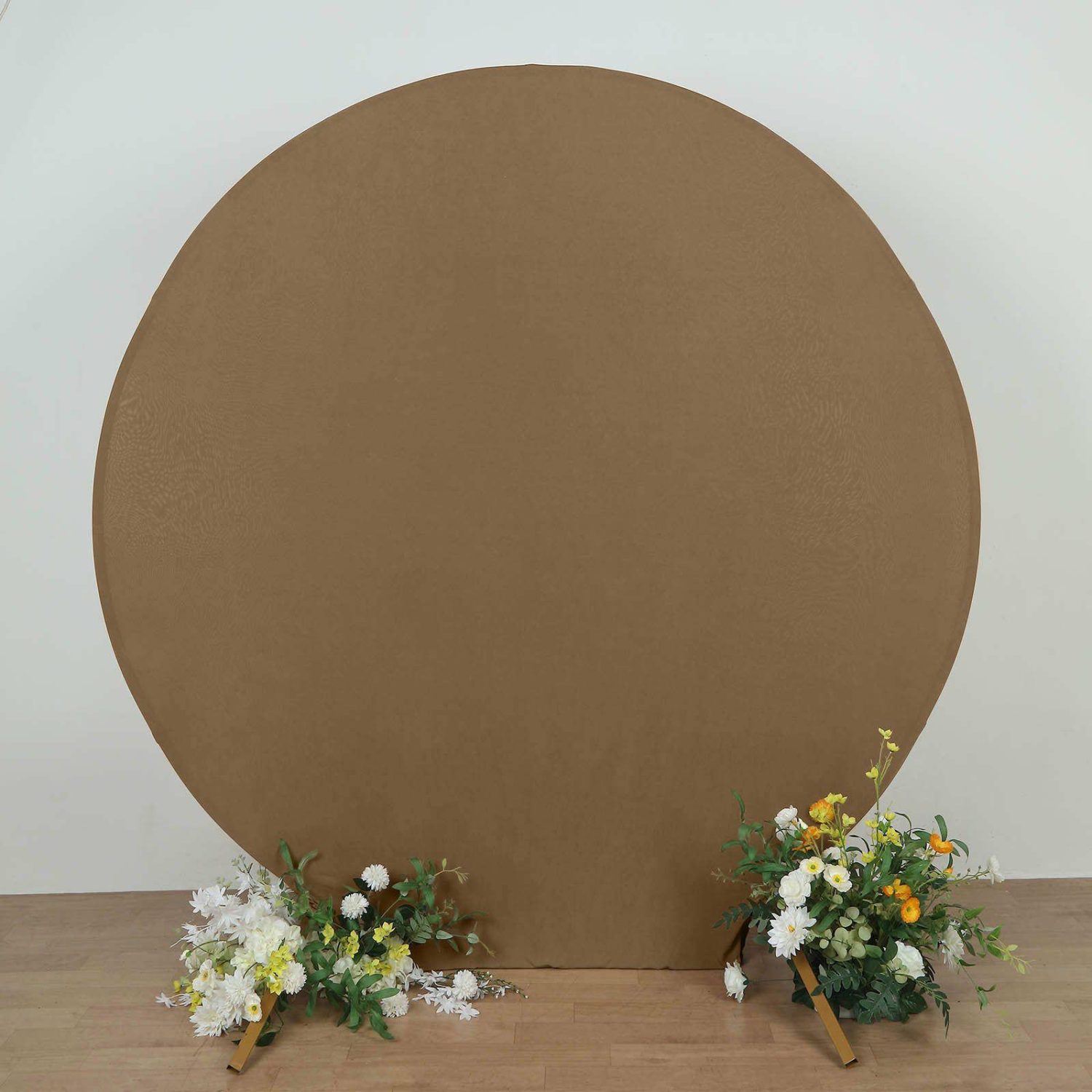 Arch Covers | Taupe Round Spandex Fit Wedding Backdrop Stand Cover 7.5ft Arch Covers Arch Covers