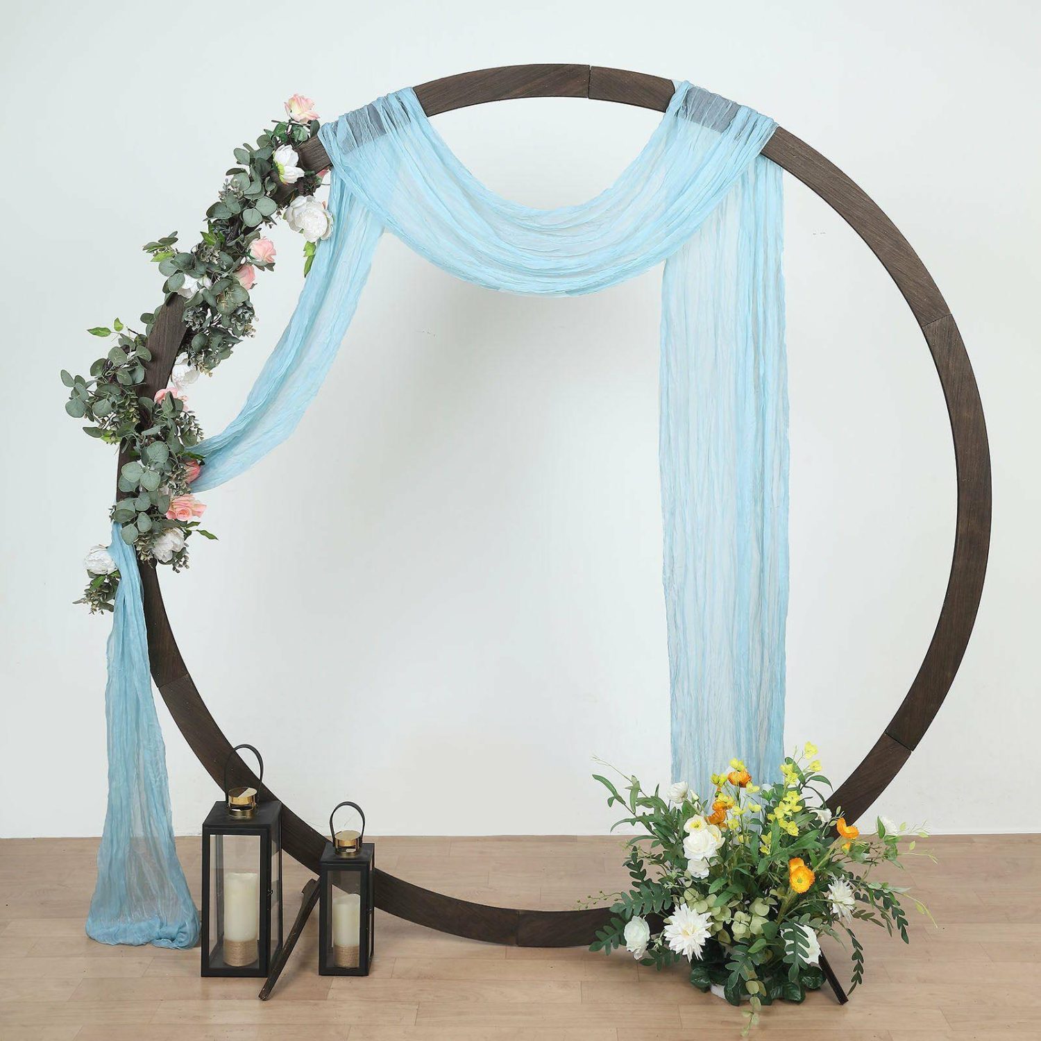 Arch Drapes | Blue Gauze Cheesecloth Draping Fabric Wedding Arch Decorations, Window Scarf Valance Drapes, Boho Arbor Long Curtain Panel 20ft Arch Drapes Arch Drapes