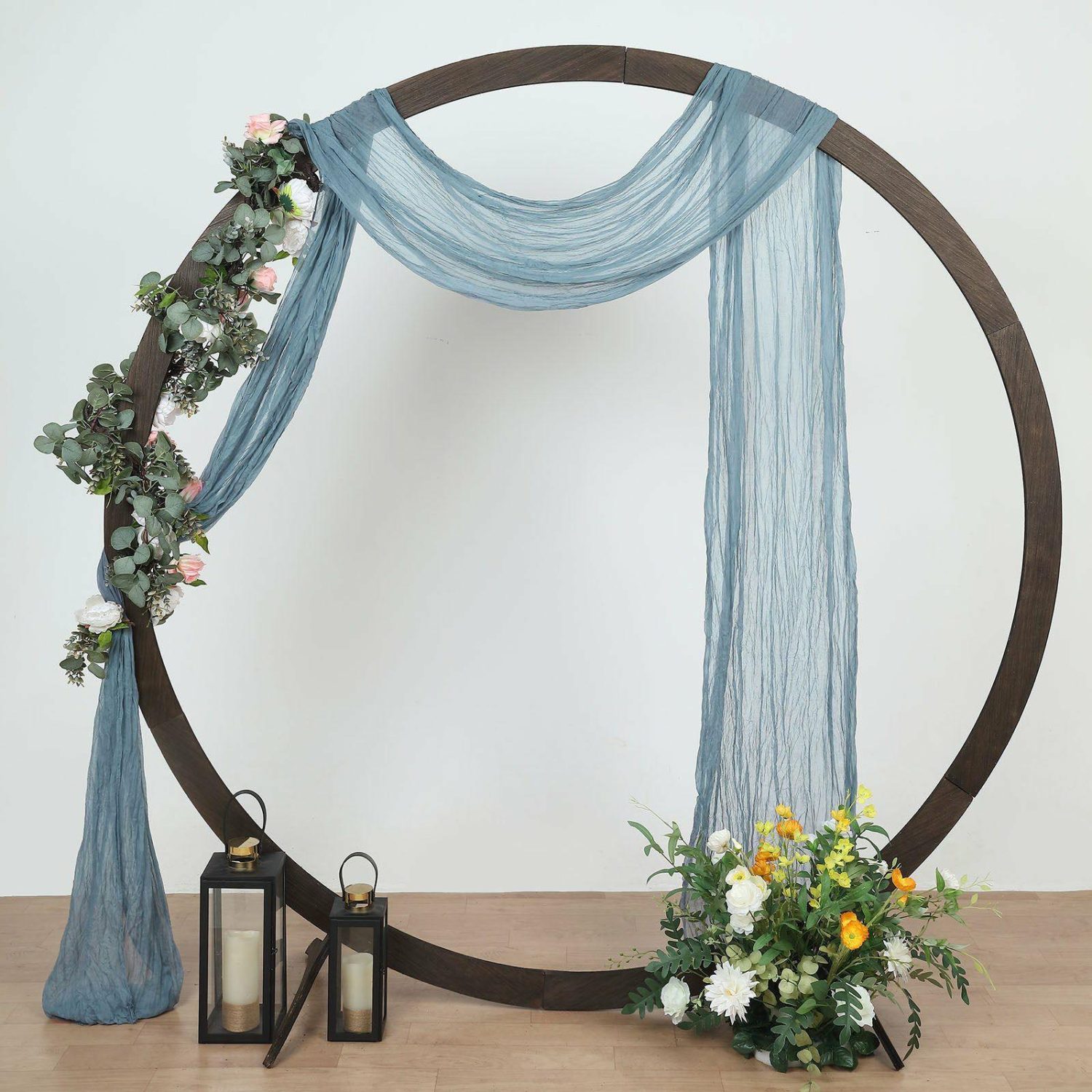 Arch Drapes | Dusty Blue Gauze Cheesecloth Draping Fabric Wedding Arch Decorations, Window Scarf Valance, Boho Arbor Long Curtain Panel 20ft Arch Drapes Arch Drapes