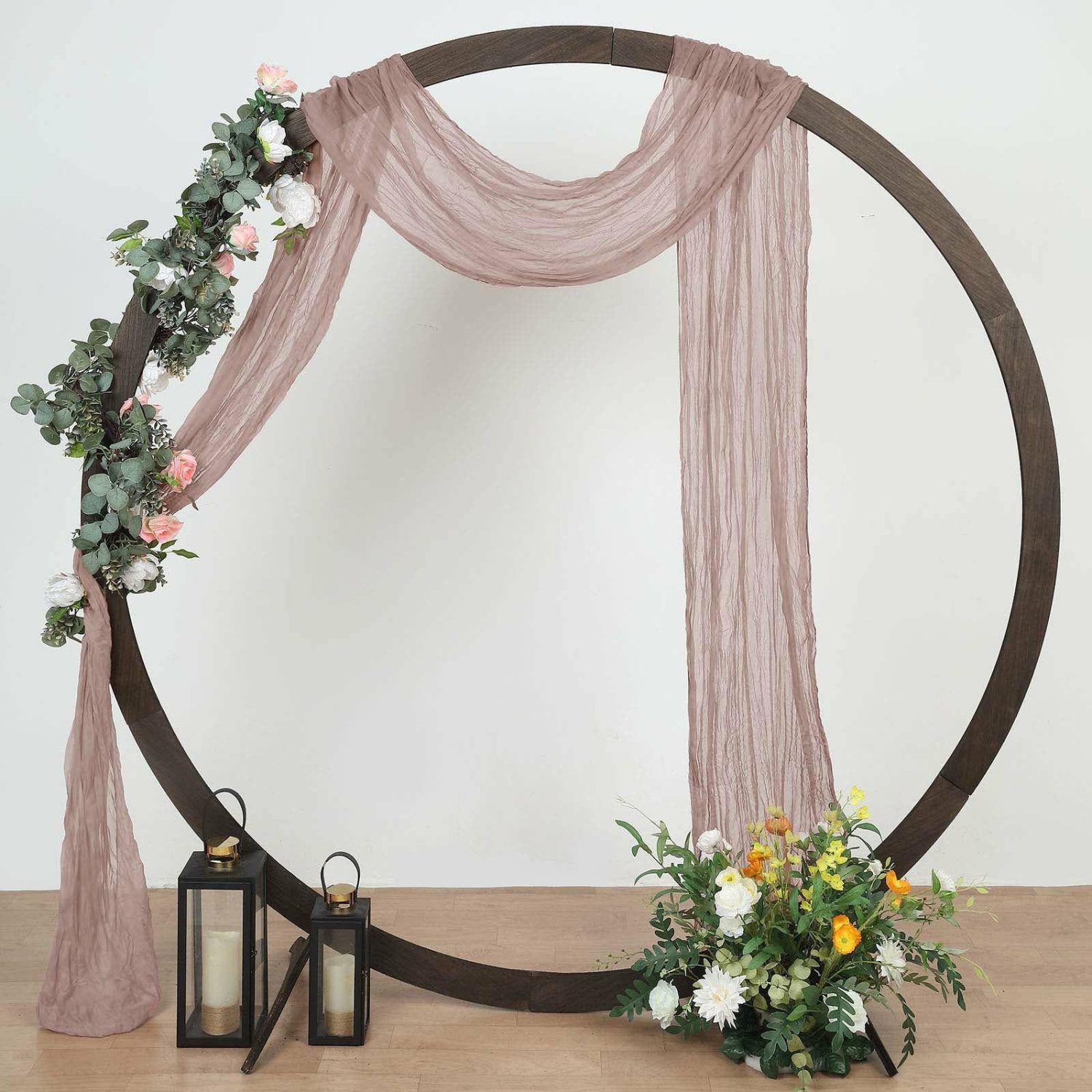 Arch Drapes | Dusty Rose Gauze Cheesecloth Draping Fabric Wedding Arch Decorations, Window Scarf Valance Drapes, Boho Arbor Long Curtain Panel 20ft Arch Drapes Arch Drapes