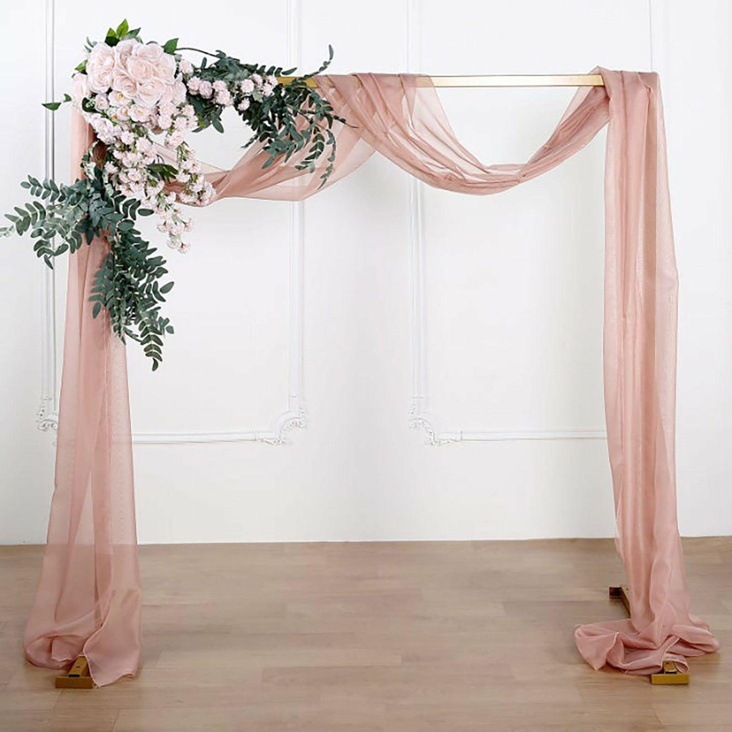 Arch Drapes | Dusty Rose Sheer Organza Wedding Arch Draping Fabric, Long Curtain Backdrop Window Scarf Valance 18ft Arch Drapes Arch Drapes