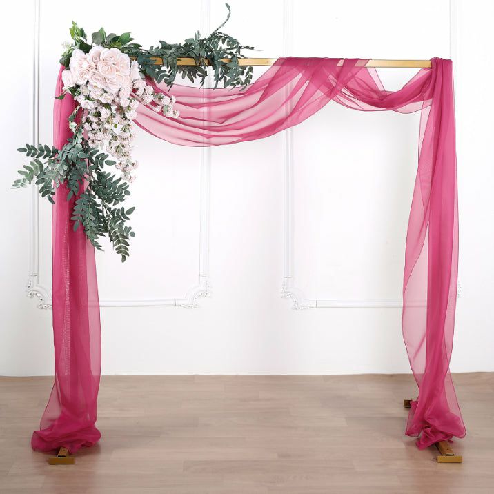 Arch Drapes | Fuchsia Sheer Organza Wedding Arch Draping Fabric, Long Curtain Backdrop Window Scarf Valance 18ft Arch Drapes Arch Drapes