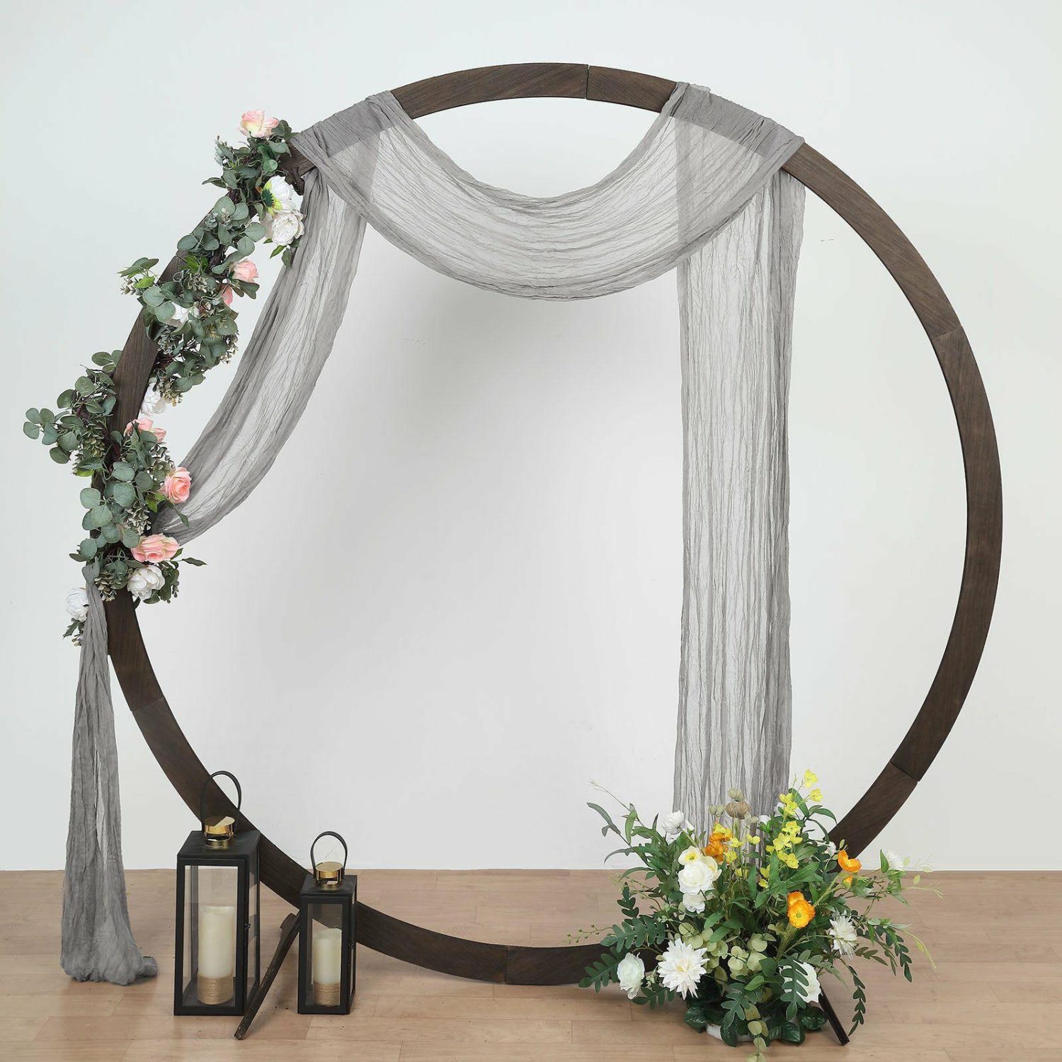 Arch Drapes | Gray Gauze Cheesecloth Draping Fabric Wedding Arch Decorations, Window Scarf Valance Drapes, Boho Arbor Long Curtain Panel 20ft Arch Drapes Arch Drapes