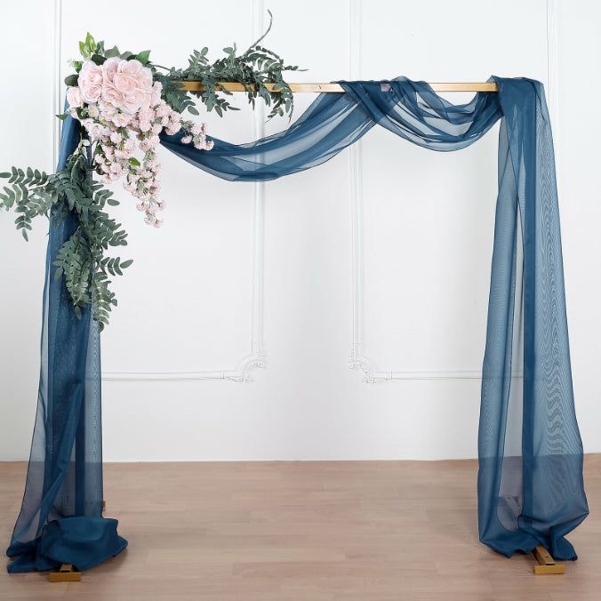 Arch Drapes | Navy Blue Sheer Organza Wedding Arch Draping Fabric, Long Curtain Backdrop Window Scarf Valance 18ft Arch Drapes Arch Drapes