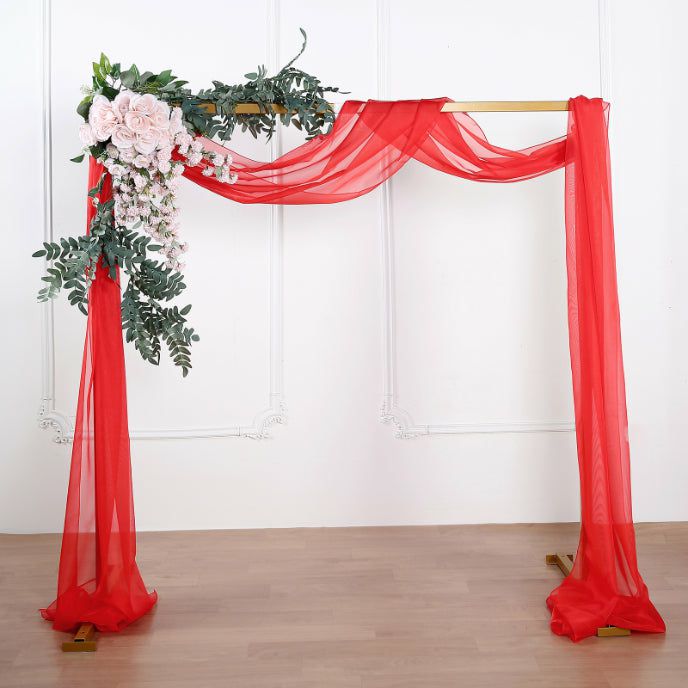 Arch Drapes | Red Sheer Organza Wedding Arch Draping Fabric, Long Curtain Backdrop Window Scarf Valance 18ft Arch Drapes Arch Drapes