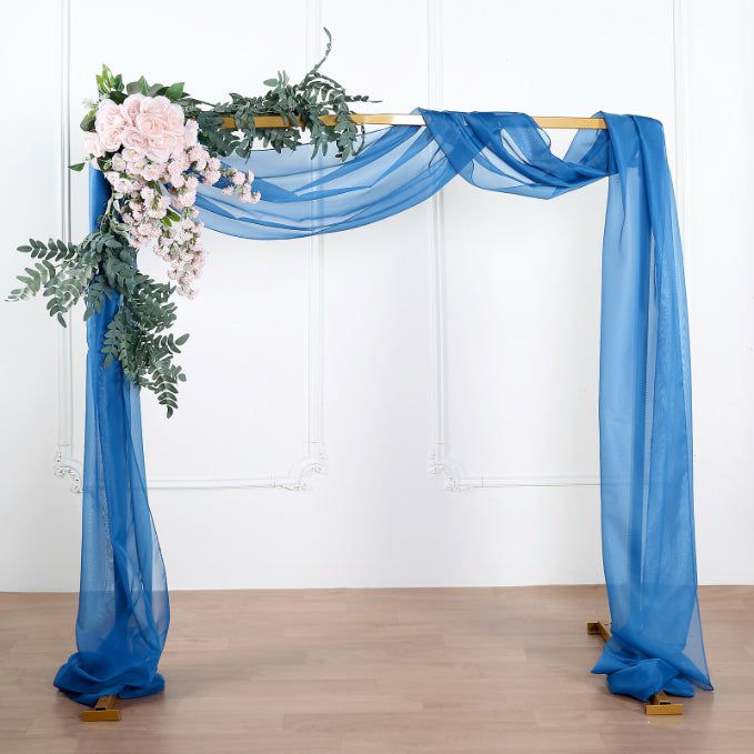 Arch Drapes | Royal Blue Sheer Organza Wedding Arch Draping Fabric, Long Curtain Backdrop Window Scarf Valance 18ft Arch Drapes Arch Drapes