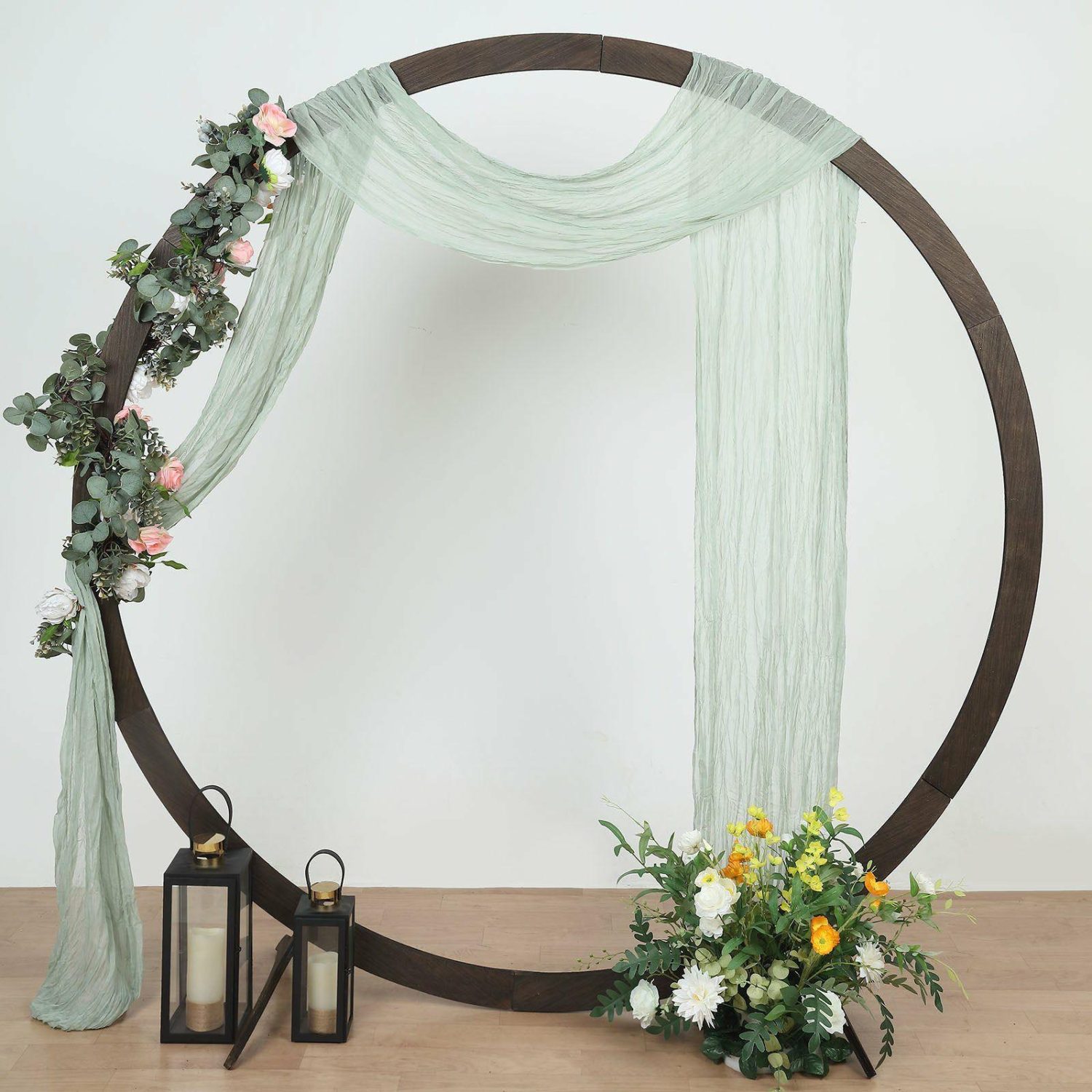 Arch Drapes | Sage Green Gauze Cheesecloth Draping Fabric Wedding Arch Decorations, Window Scarf Valance Drapes, Boho Arbor Long Curtain Panel 20ft Arch Drapes Arch Drapes