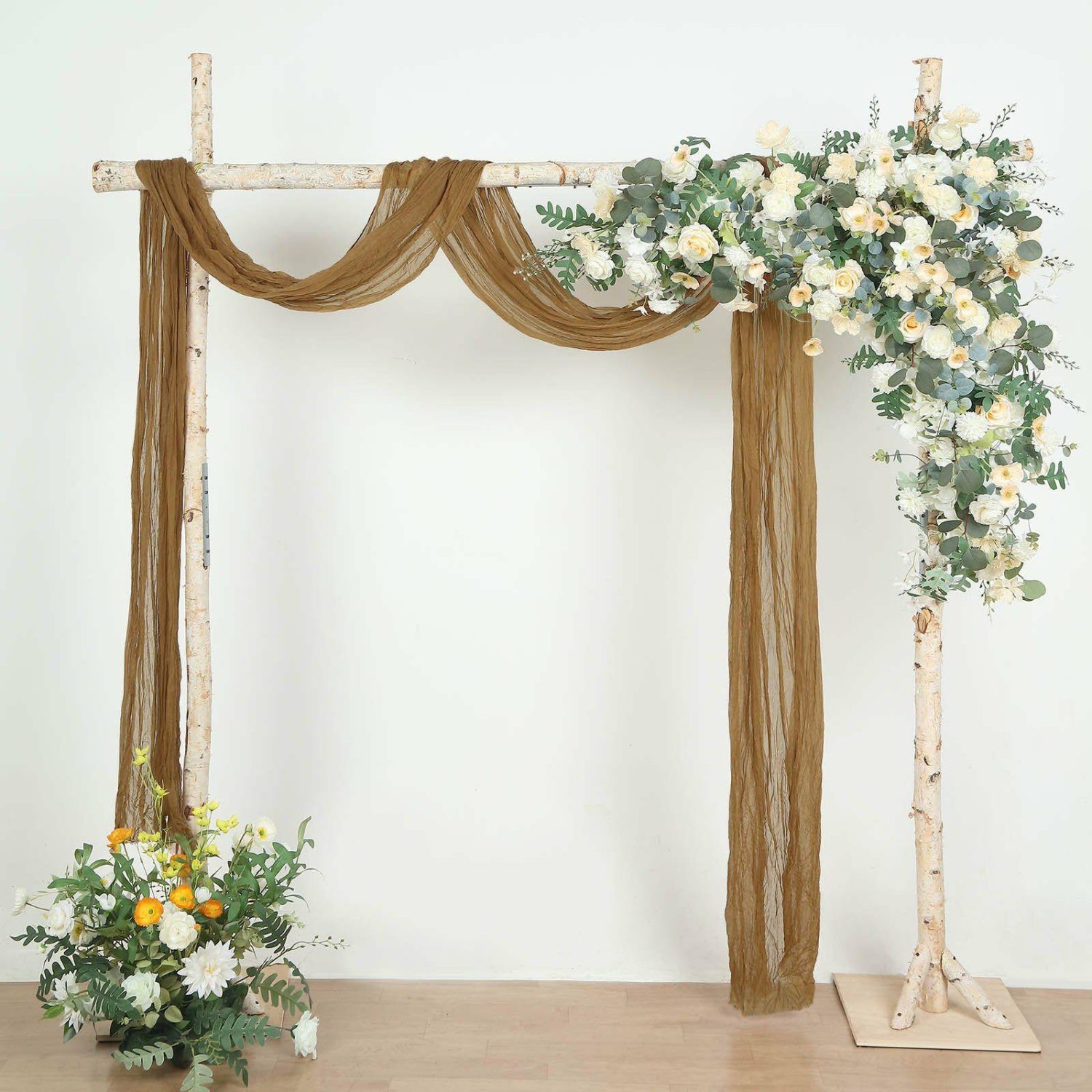 Arch Drapes | Taupe Gauze Cheesecloth Draping Fabric Wedding Arch Decorations, Window Scarf Valance Drapes, Boho Arbor Long Curtain Panel 20ft Arch Drapes Arch Drapes