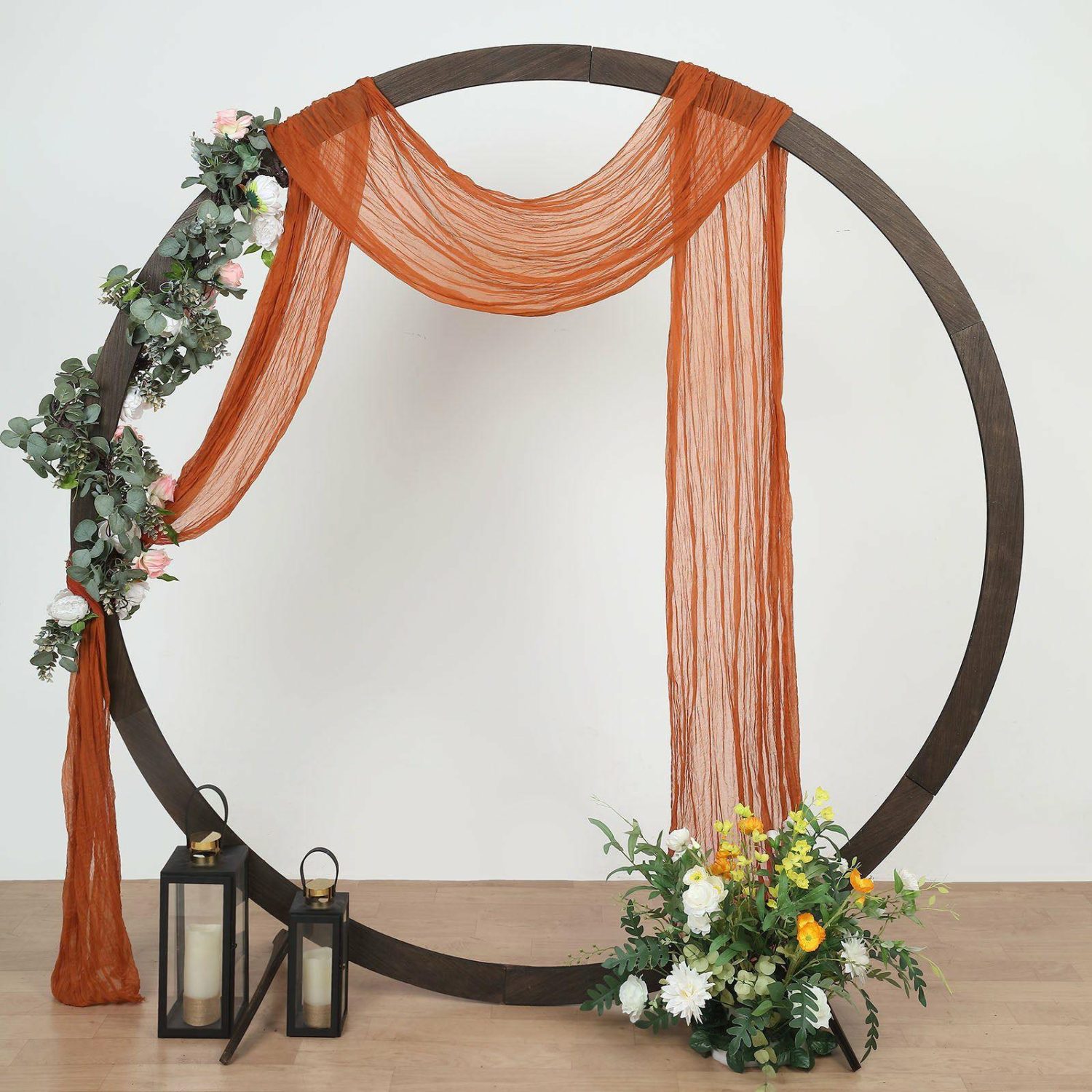 Arch Drapes | Terracotta (Rust) Gauze Cheesecloth Draping Fabric Wedding Arch Decorations, Window Scarf Valance Drapes, Boho Arbor Long Curtain Panel 20ft Arch Drapes Arch Drapes