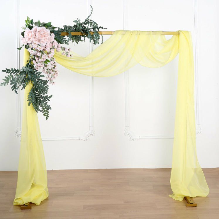 Arch Drapes | Yellow Sheer Organza Wedding Arch Draping Fabric, Long Curtain Backdrop Window Scarf Valance 18ft Arch Drapes Arch Drapes