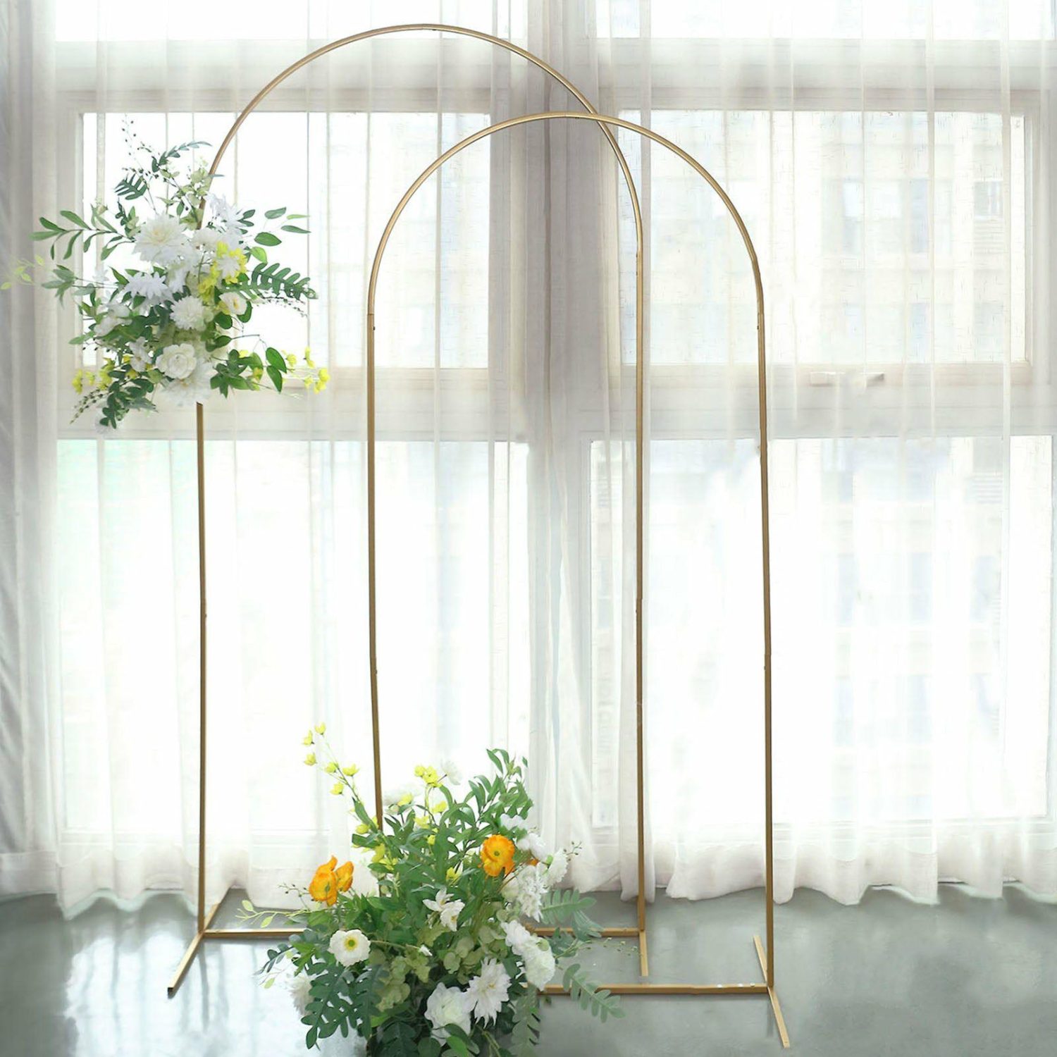 Arches & Arbors | Gold Metal Wedding Arch Chiara Backdrop Stand Floral Display Frame With Round Top 6ft Arches & Arbors Arches & Arbors