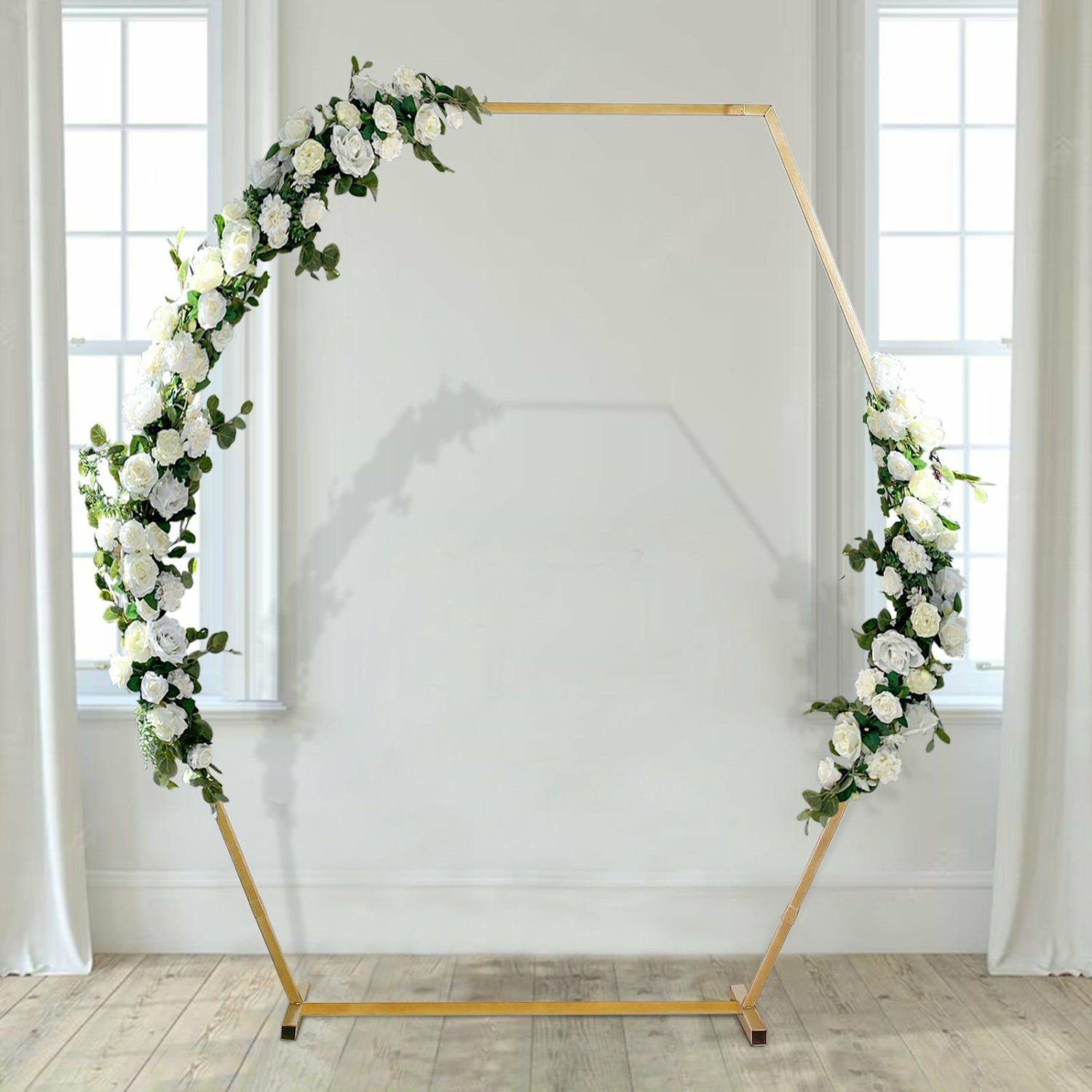 Arches & Arbors | Heavy Duty Gold Metal Hexagonal Wedding Arch Photo Backdrop Stand 8ft Arches & Arbors Arches & Arbors