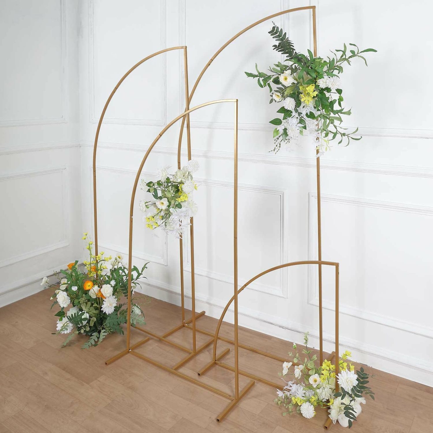 Arches & Arbors | Set of 4 Gold Metal Wedding Arch Chiara Backdrop Stand, Half Moon Floral Frame Arbor Display 2.5ft,5ft,6ft,7ft Arches & Arbors Arches & Arbors