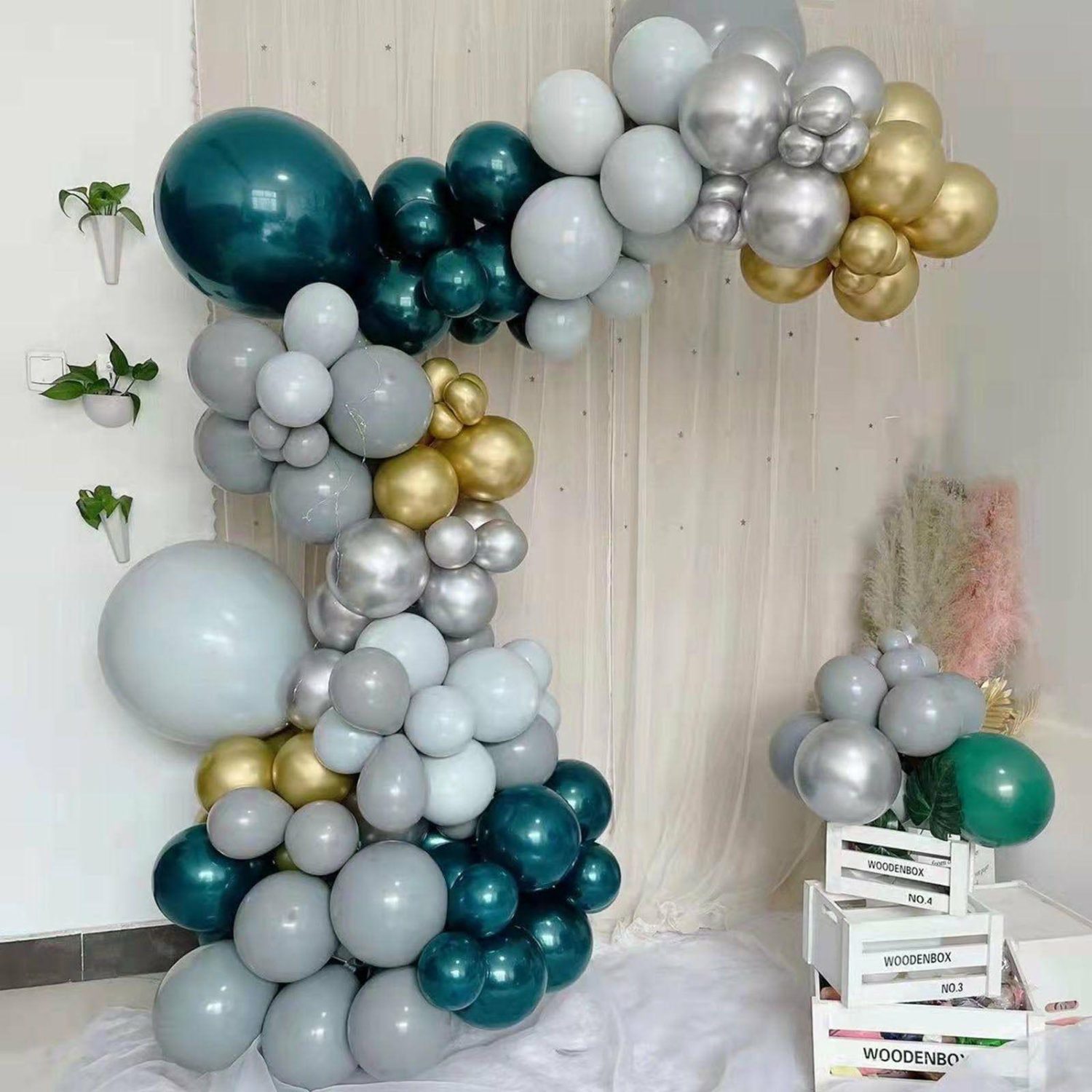 Balloon Arch Kits & Garlands | 101 Pack Green, Gold and Silver DIY Balloon Garland Arch Party Kit, Double Layer Latex Balloons Balloon Arch Kits & Garlands Balloon Arch Kits & Garlands