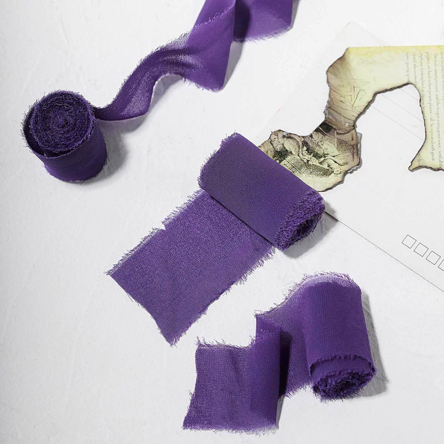 Bouquet Ribbons & Brooches | 2 Pack Purple Silk-Like Chiffon Linen Ribbon Roll For Bouquets, Wedding Invitations Gift Wrapping 6yd Bouquet Ribbons & Brooches Bouquet Ribbons & Brooches