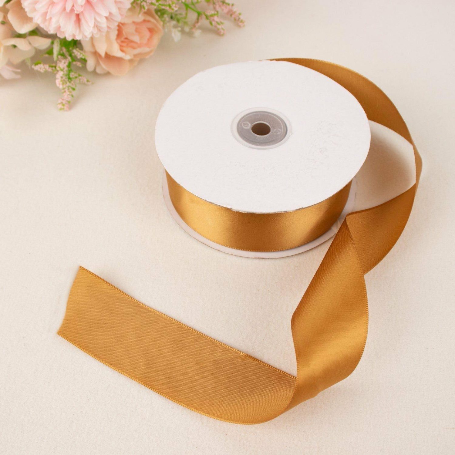 Bouquet Ribbons & Brooches | Gold Single Face Decorative Satin Ribbon 50 Yards 1.5″ Bouquet Ribbons & Brooches Bouquet Ribbons & Brooches