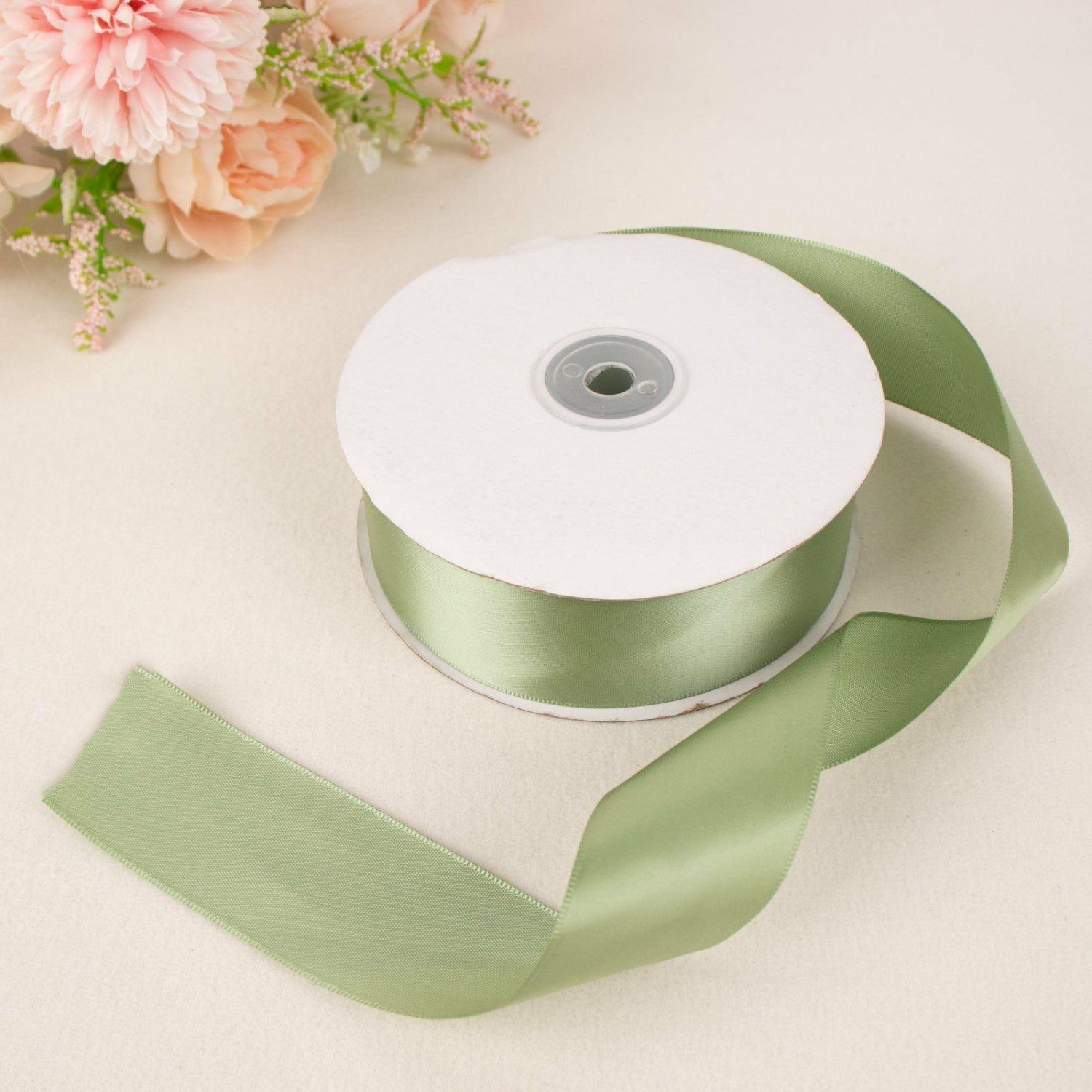 Bouquet Ribbons & Brooches | Sage Green Single Face Decorative Satin Ribbon 50 Yards 1.5″ Bouquet Ribbons & Brooches Bouquet Ribbons & Brooches