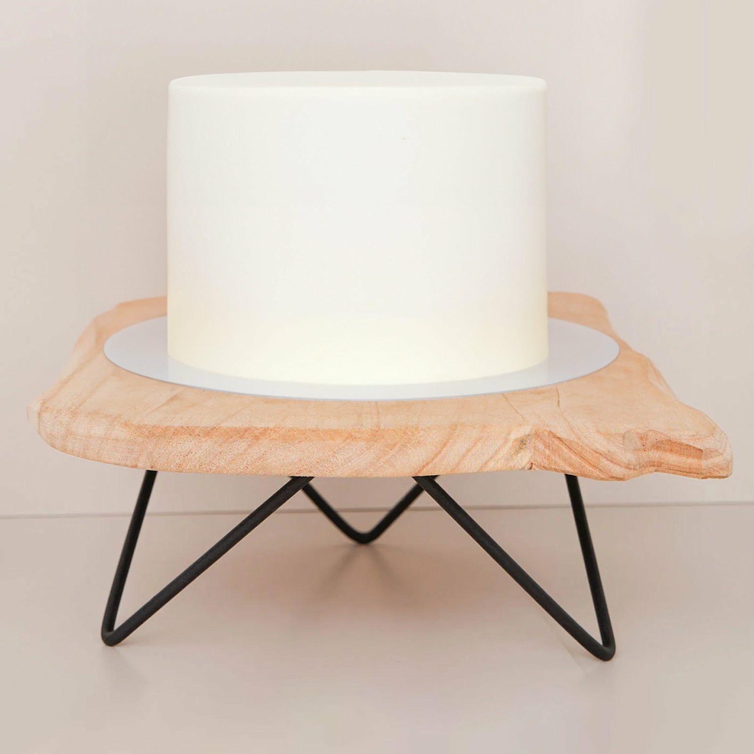 Cake Stand & Riser | Natural Wood Slice Cake Cupcake Stand, Cheese Board Serving Tray, Rustic Wooden Centerpiece With Hairpin Legs 12″ Square Cake & Dessert Table Cake Stand & Riser