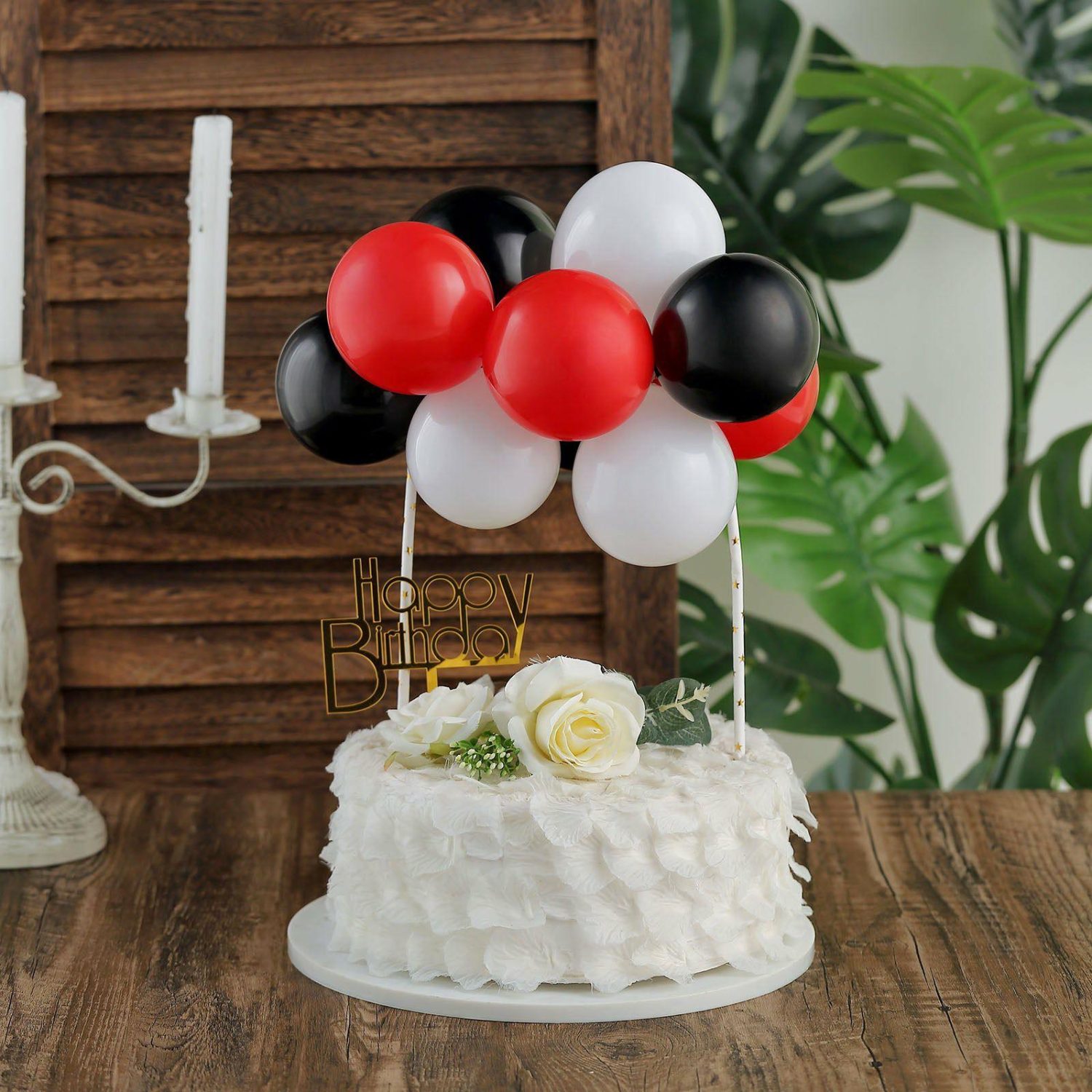 Cake Toppers | 11 Pcs Balloon Cake Topper Kit, Mini Balloon Garland Cloud Cake Decorations – Black, Red and White Cake & Dessert Table Black/Red/White