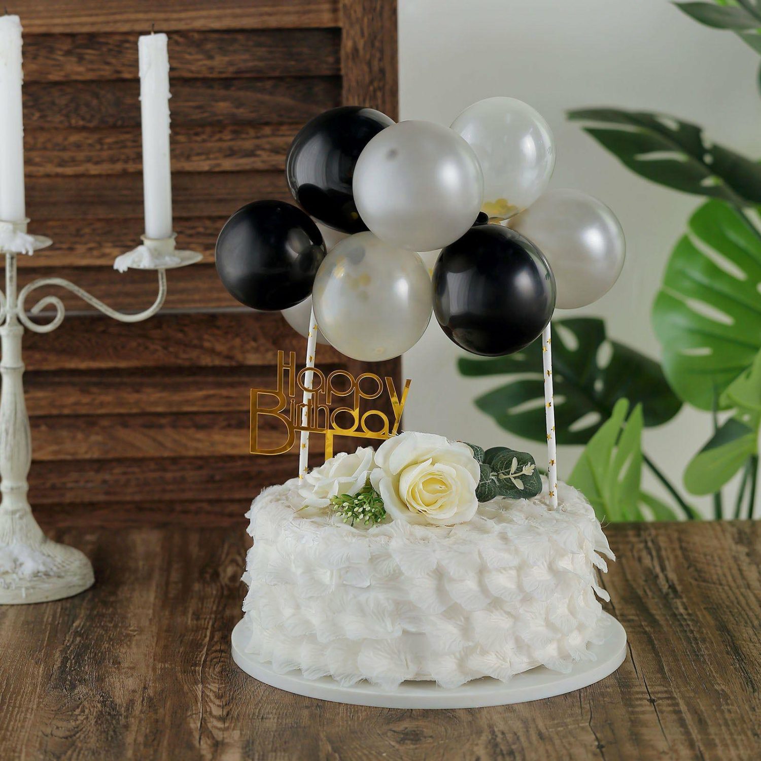 Cake Toppers | 11 Pcs Confetti Balloon Cake Topper Kit, Mini Balloon Garland Cloud Cake Decorations – Black, Silver and Clear Cake & Dessert Table Black/Clear/Silver