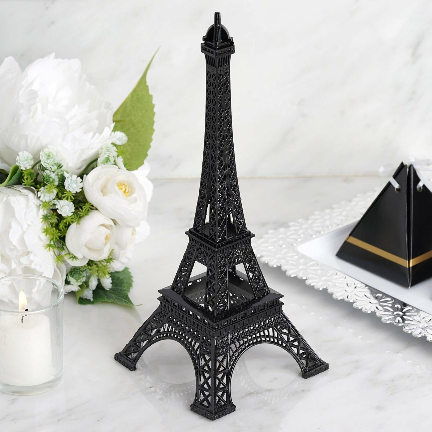 Cake Toppers | Black Metal Eiffel Tower Table Centerpiece, Decorative Cake Topper 10″ Cake & Dessert Table Black