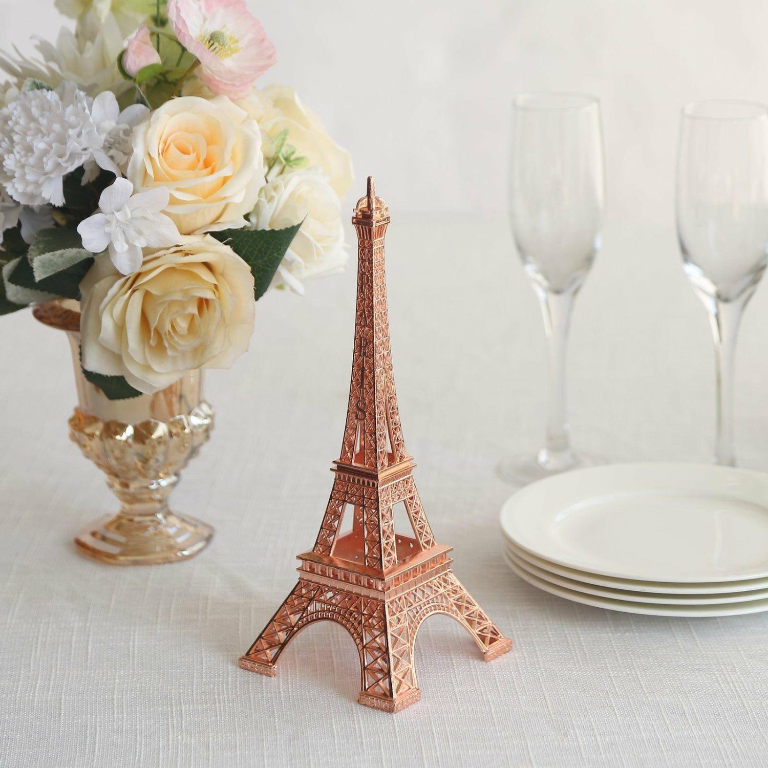 Cake Toppers | Rose Gold Metal Eiffel Tower Table Centerpiece, Decorative Cake Topper 10″ Cake & Dessert Table Cake Toppers