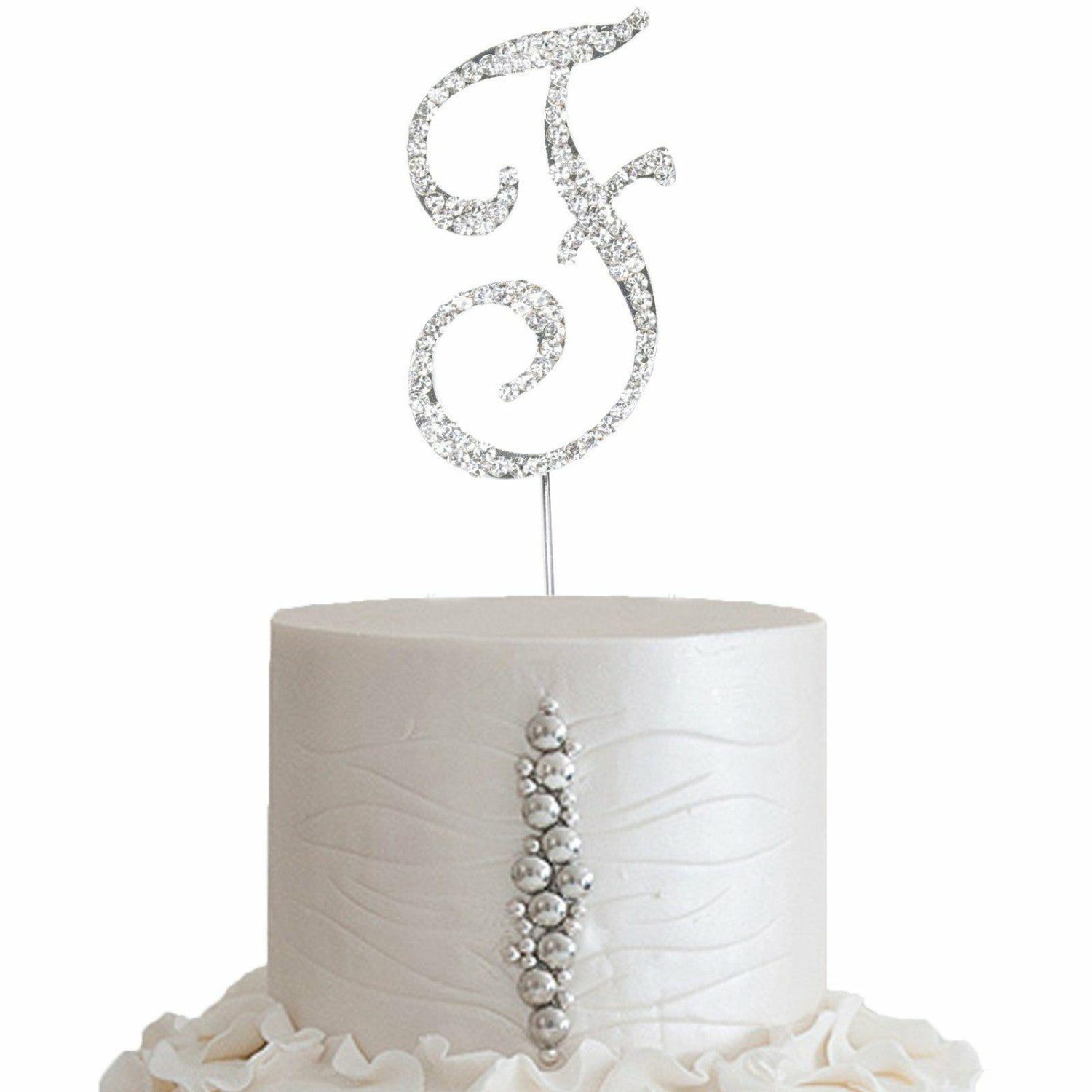 Cake Toppers | Silver Rhinestone Monogram Letter and Number Cake Toppers 2.5″ Cake & Dessert Table Cake Toppers