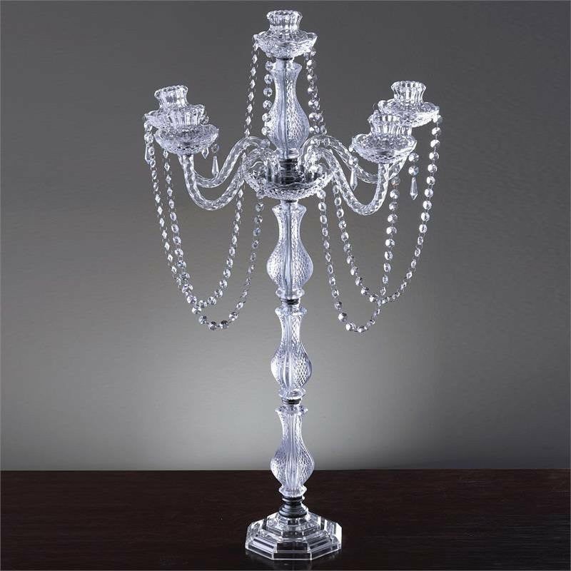 Candelabras | Silver 4 Arm Crystal Chandelier Taper Candlestick Candelabra, Metal Candle Holder 35″ Tall Candelabra Candelabras