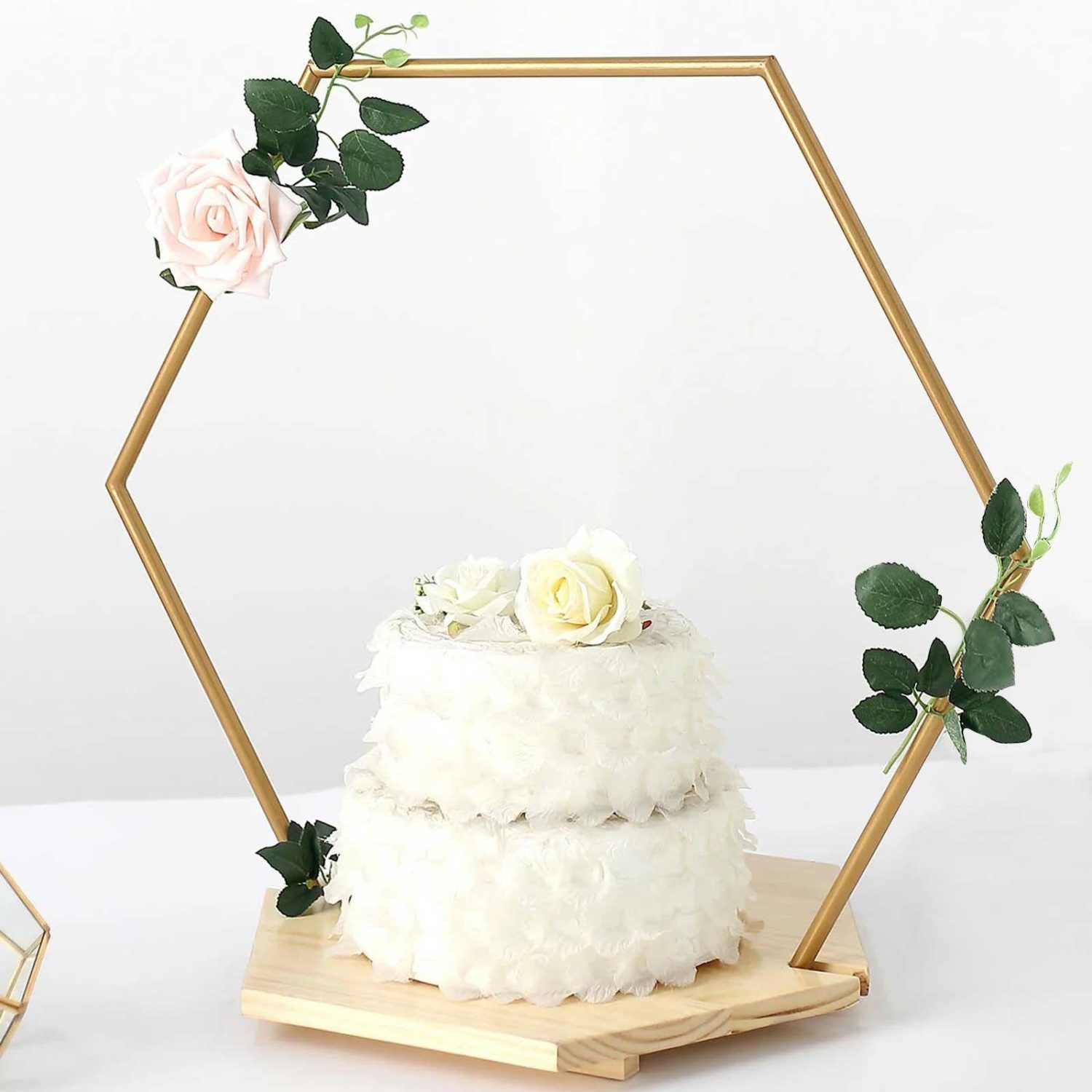 Champagne & Display Racks | Hexagon Wedding Arch Cake Stand, Metal Floral Centerpiece Display 28″ Champagne & Display Racks Champagne & Display Racks