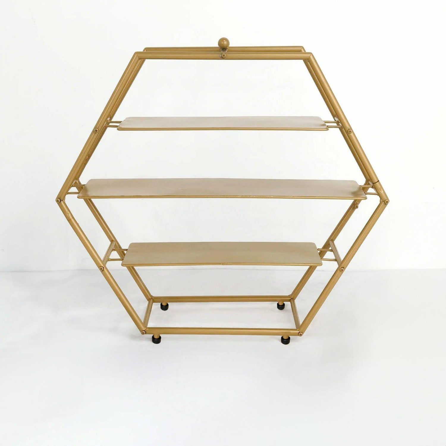 Champagne & Display Racks | Matte Gold Metal 3-Tier Cupcake Stand, Hexagon Dessert Holder, Appetizer Display 21″ Champagne & Display Racks Champagne & Display Racks