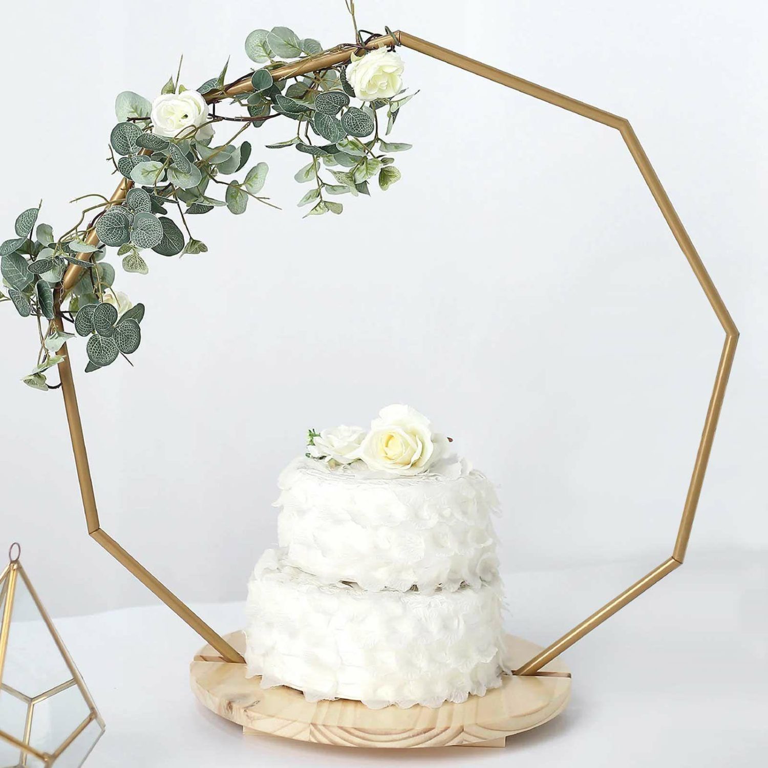 Champagne & Display Racks | Nonagon Wedding Arch Cake Stand, Metal Floral Centerpieces Display 27″ Champagne & Display Racks Champagne & Display Racks