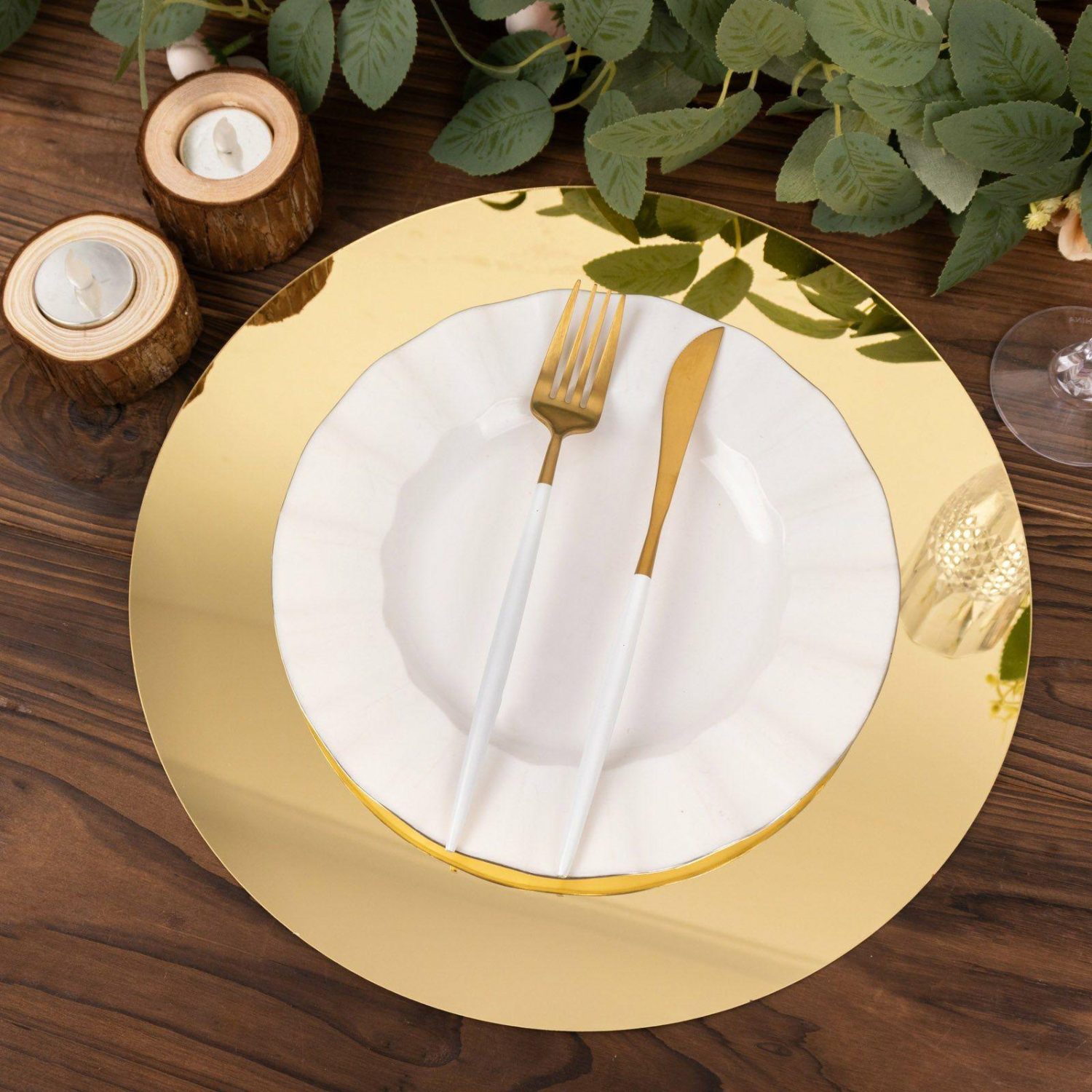 Charger Plates | 10 Pack Gold Mirror Acrylic Charger Plates For Table Setting, Lightweight Round Decorative Dining Plate Chargers 13″ Charger Plates Charger Plates