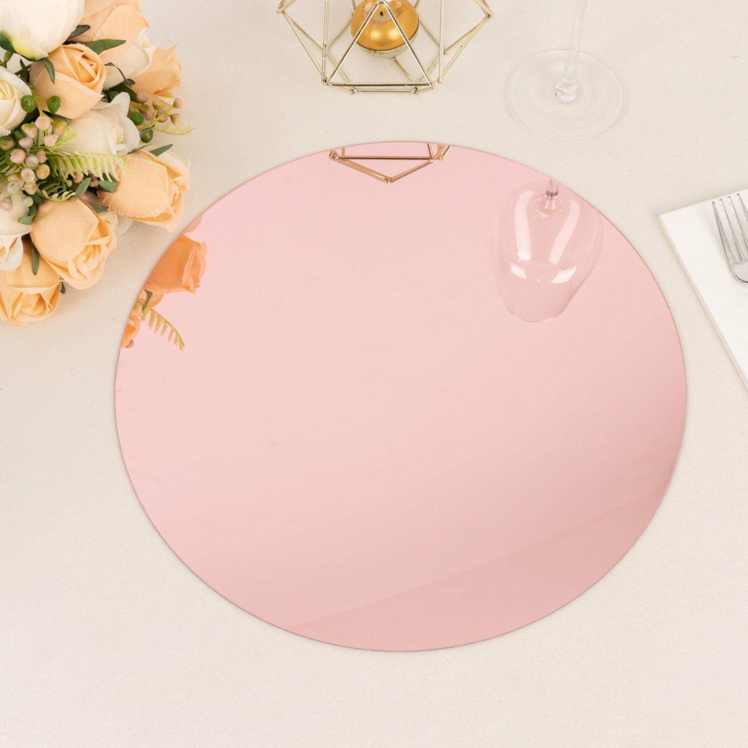 Charger Plates | 10 Pack Rose Gold Mirror Acrylic Charger Plates For Table Setting, Lightweight Round Decorative Dining Plate Chargers 13″ Charger Plates Charger Plates