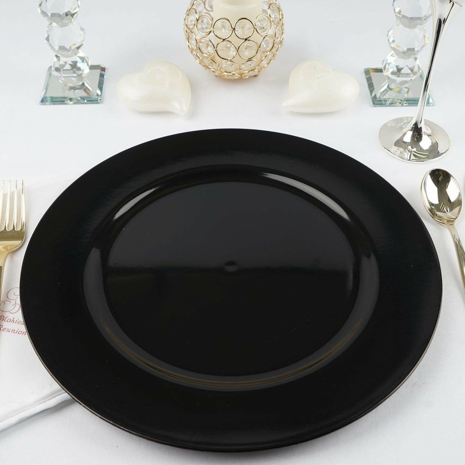 Charger Plates | 6 Pack Black Round Acrylic Plastic Charger Plates, Dinner Party Table Decor 13″ Charger Plates Black