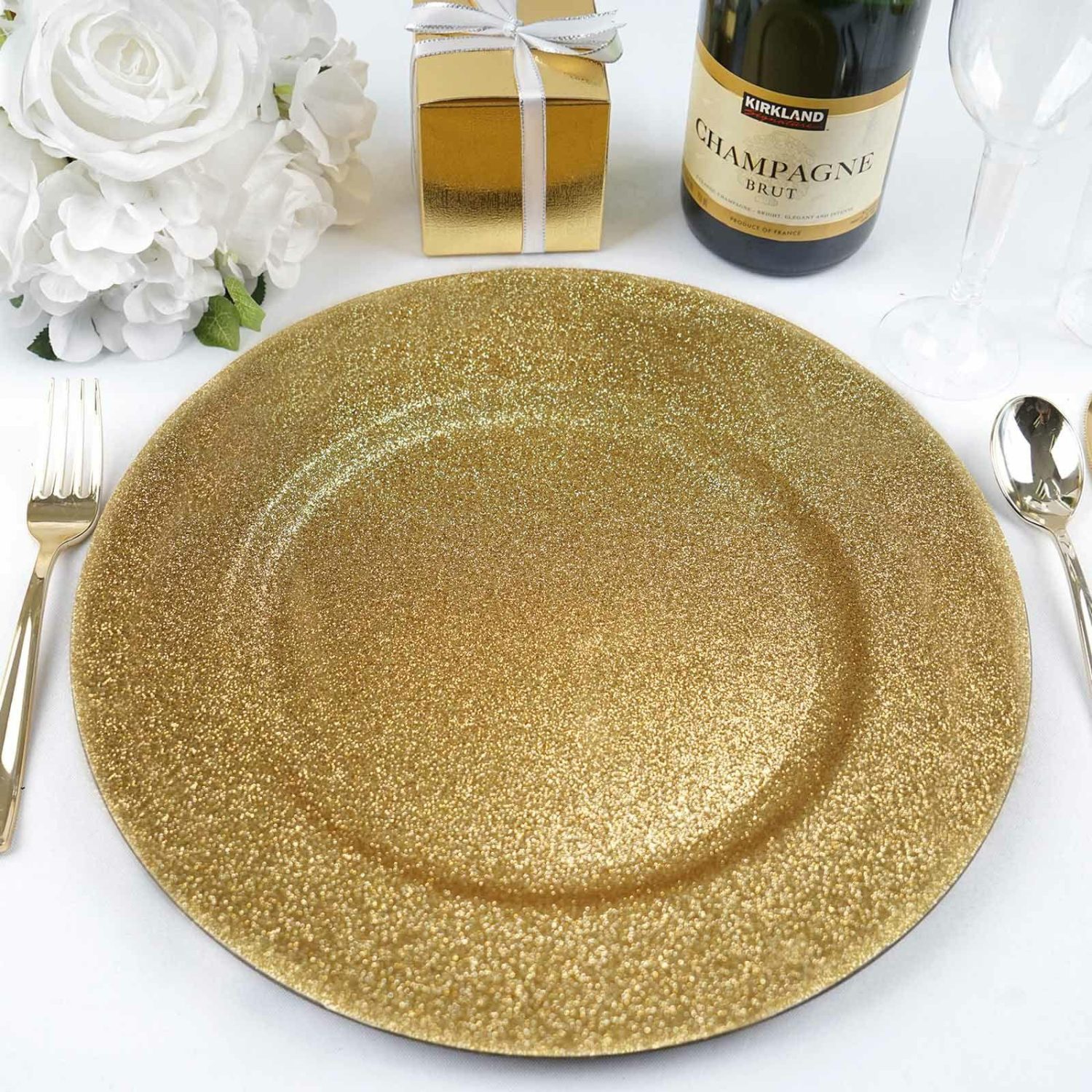 Charger Plates | 6 Pack Gold Dust Free Glitter Acrylic Plastic Round Charger Plates 13″ Charger Plates Charger Plates