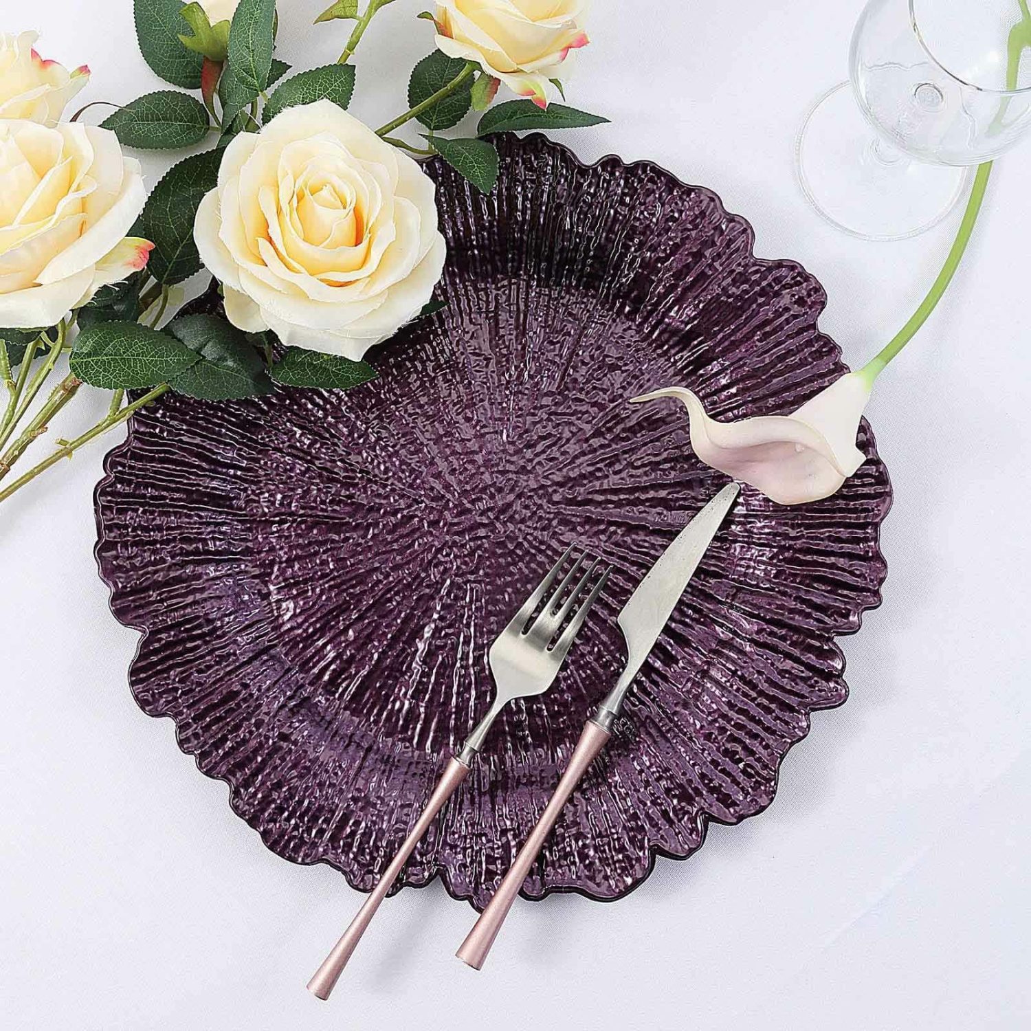 Charger Plates | 6 Pack Purple Round Reef Acrylic Plastic Charger Plates, Dinner Charger Plates 13″ Charger Plates Charger Plates