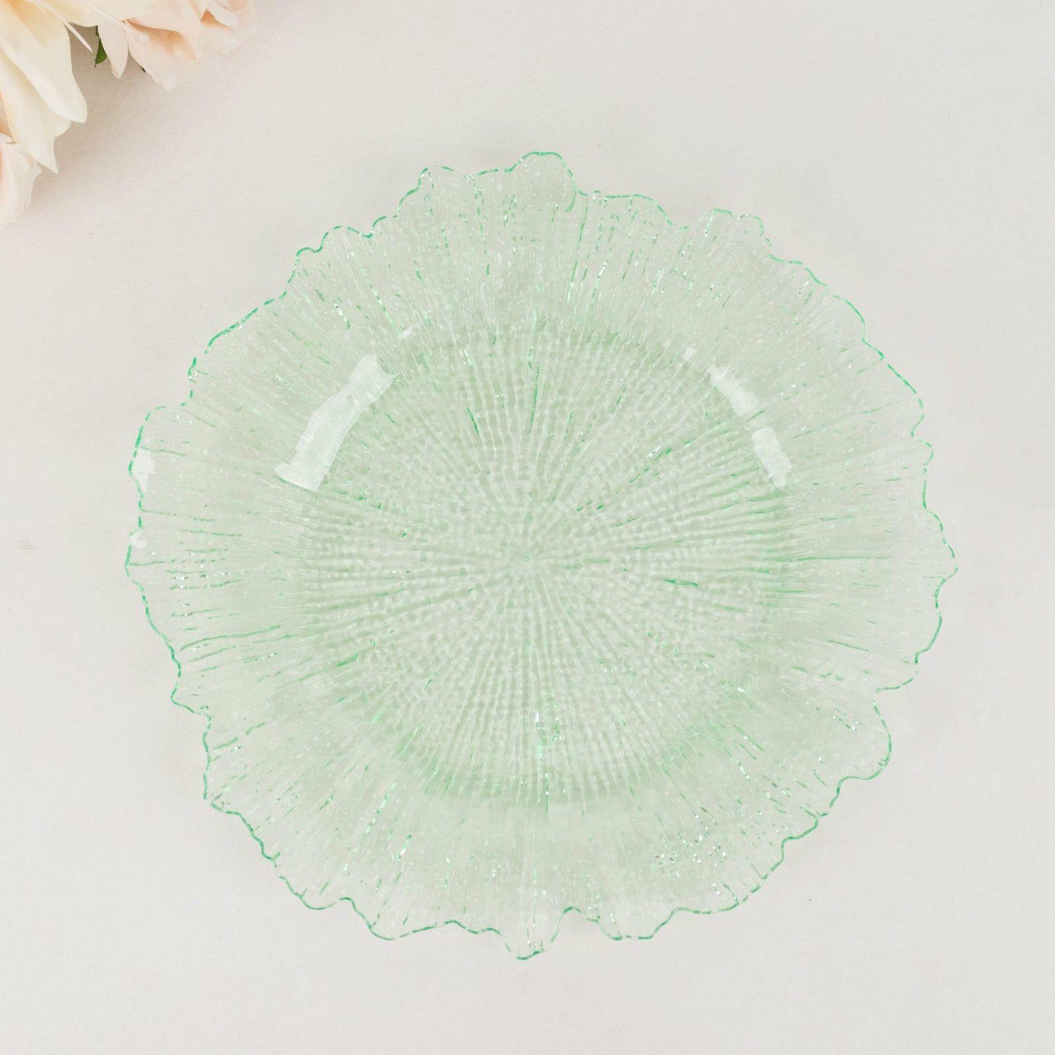 Charger Plates | 6 Pack Transparent Green Round Reef Acrylic Plastic Charger Plates, Dinner Charger Plates 13″ Charger Plates Charger Plates