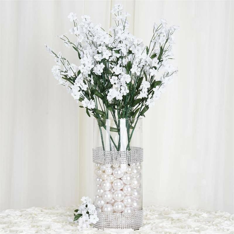 Cherry Blossoms & Baby Breath | 12 Stems White Artificial Silk Babys Breath Flower Bushes Spray Artificial Flowers Cherry Blossoms & Baby Breath