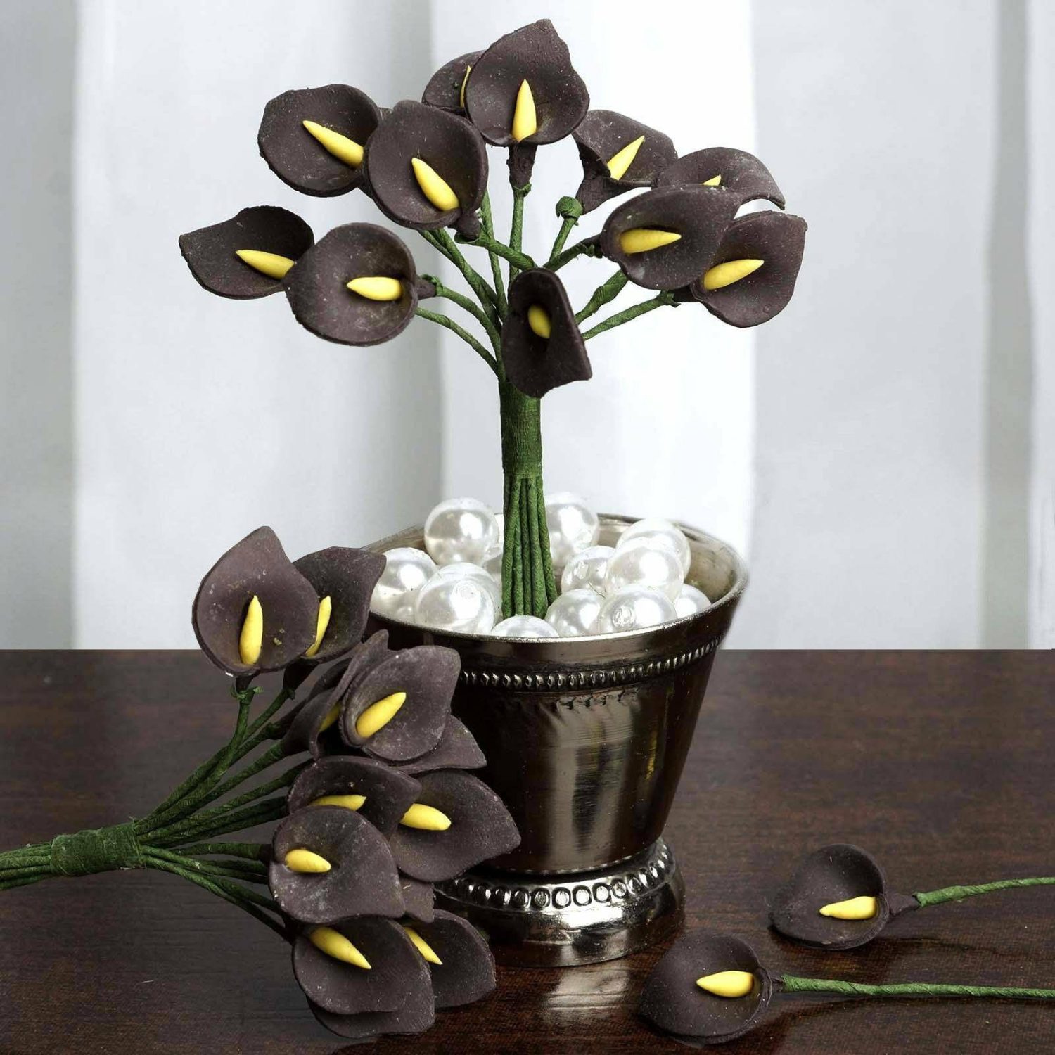 Craft Flowers | 144 Pack Chocolate Peacock Spread Foam Craft Calla Lilies 5″ Craft Flowers Craft Flowers