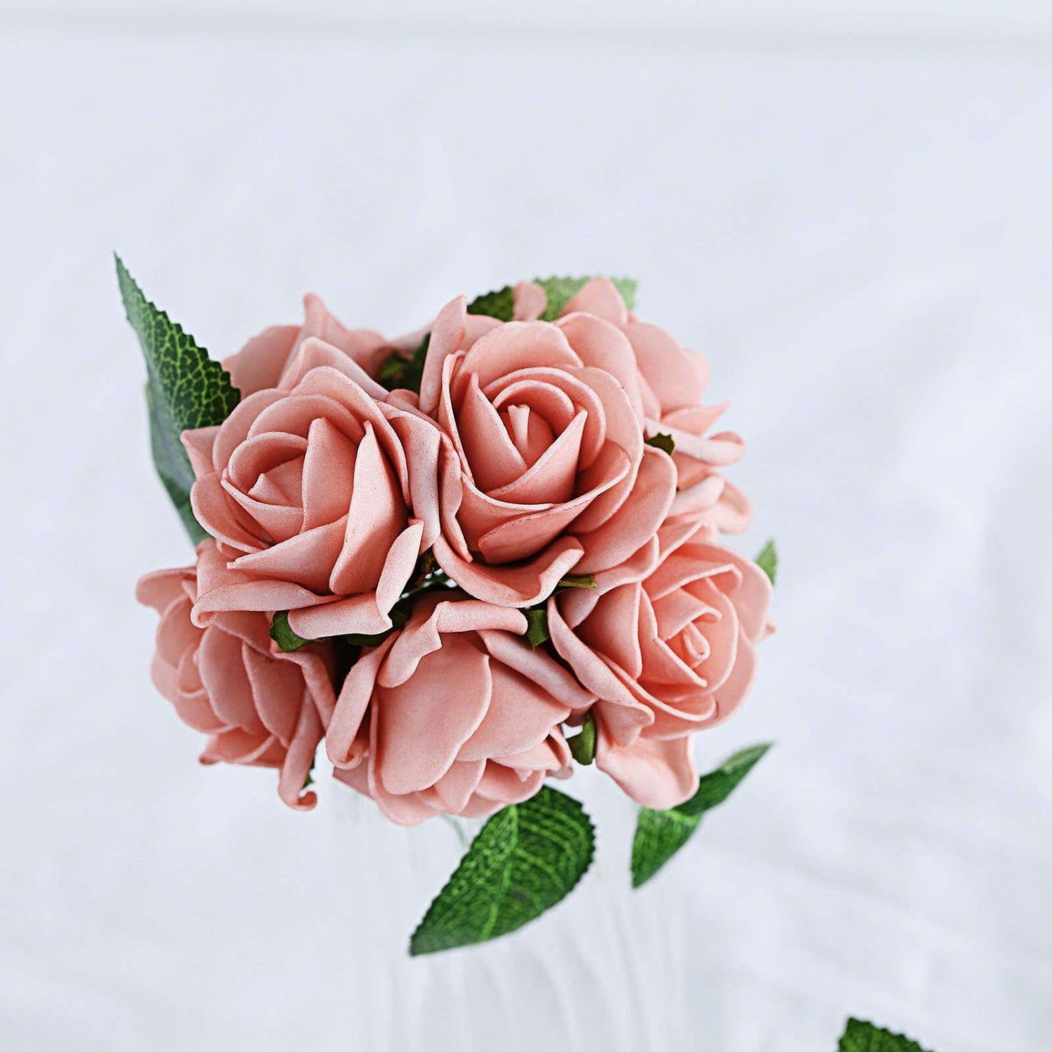 Craft Flowers | 24 Roses Dusty Rose Artificial Foam Flowers With Stem Wire and Leaves 2″ Craft Flowers Craft Flowers